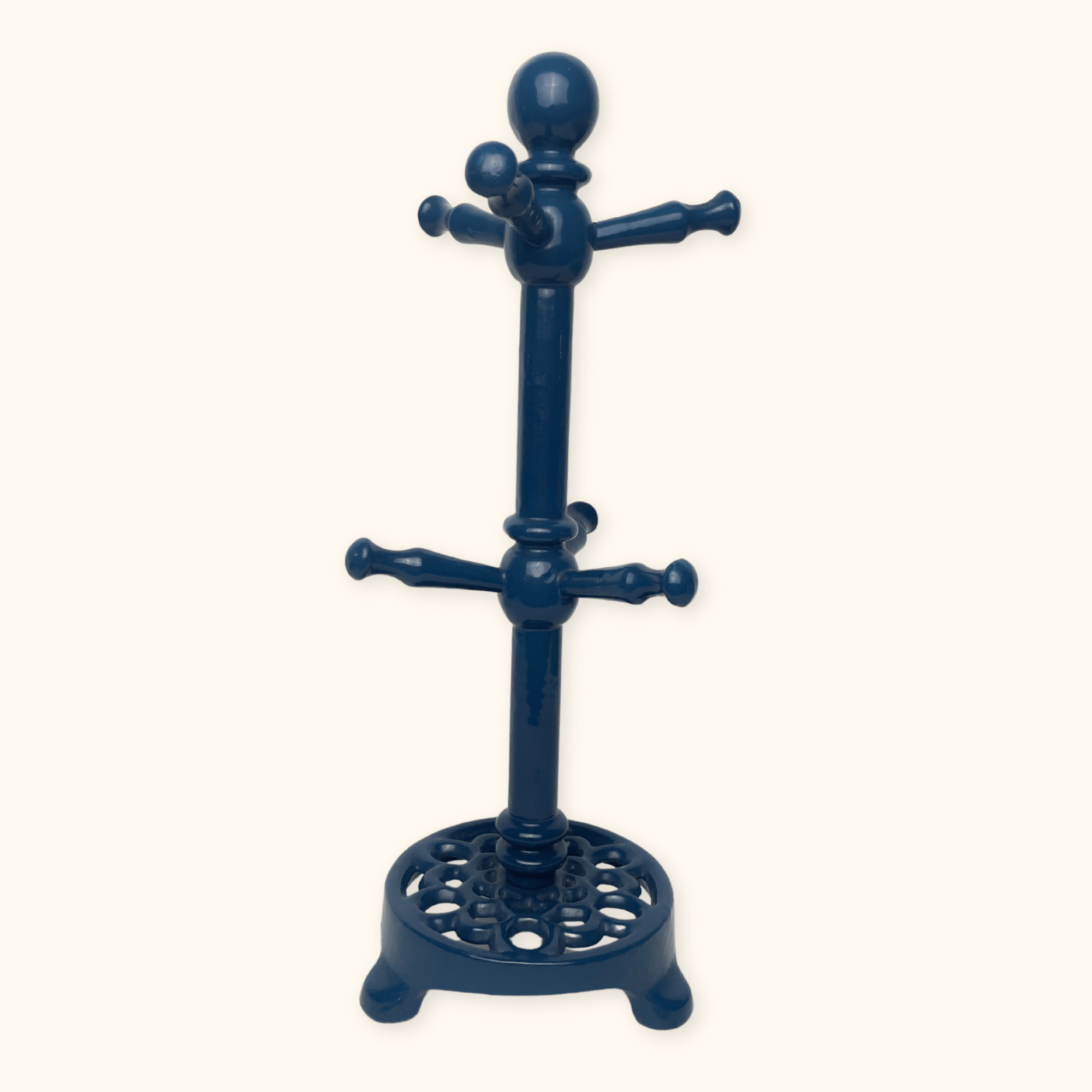 Navy Blue Cast Iron Mug Tree Stand - - Kitchenware