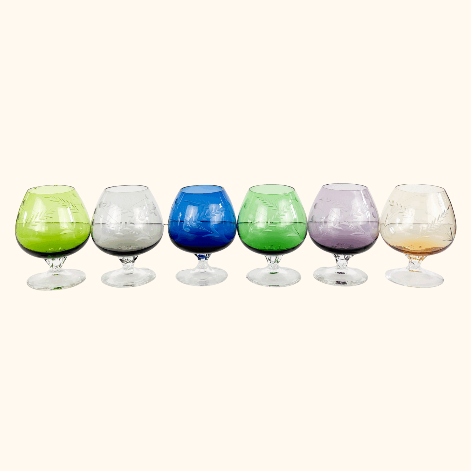 Etched Wheat Brandy Glasses Set of 6 Sunshine Thrift