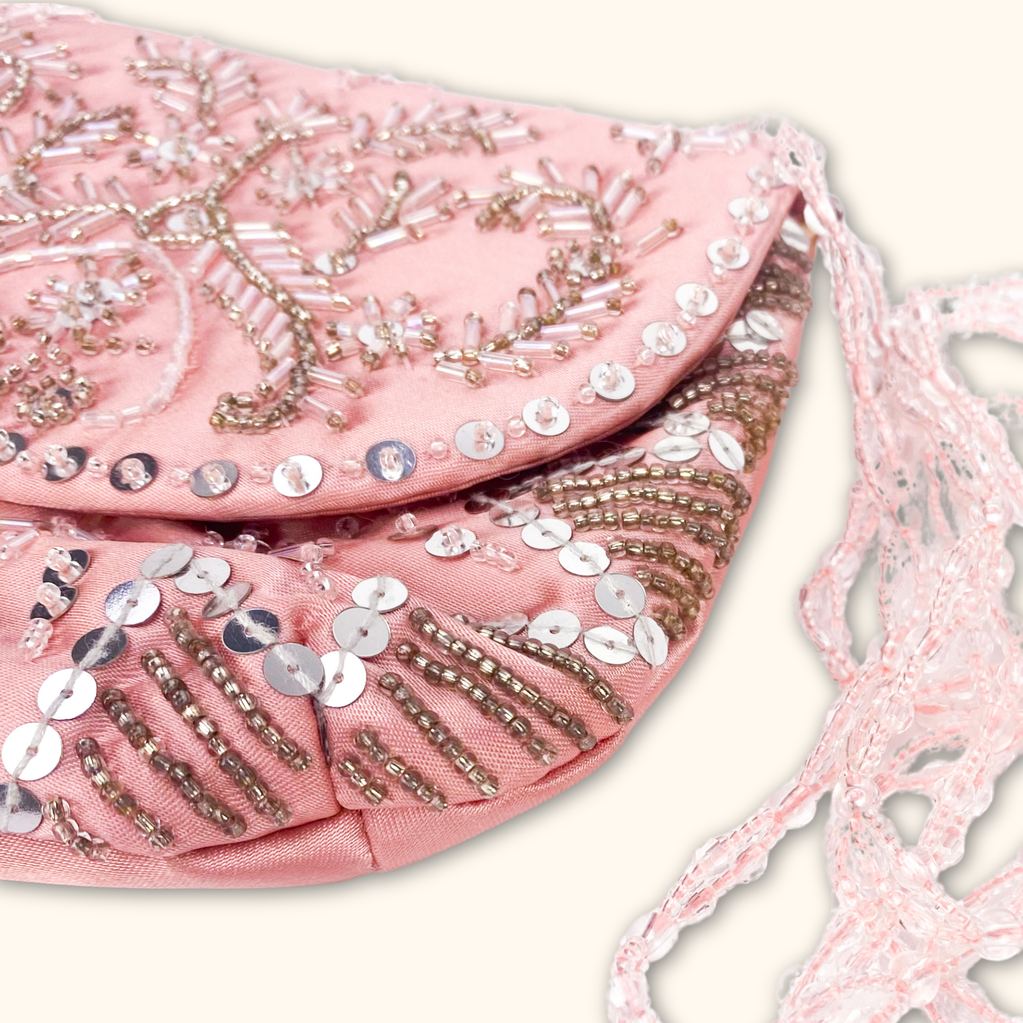 Pink Beaded Crossbody Bag - - Bags