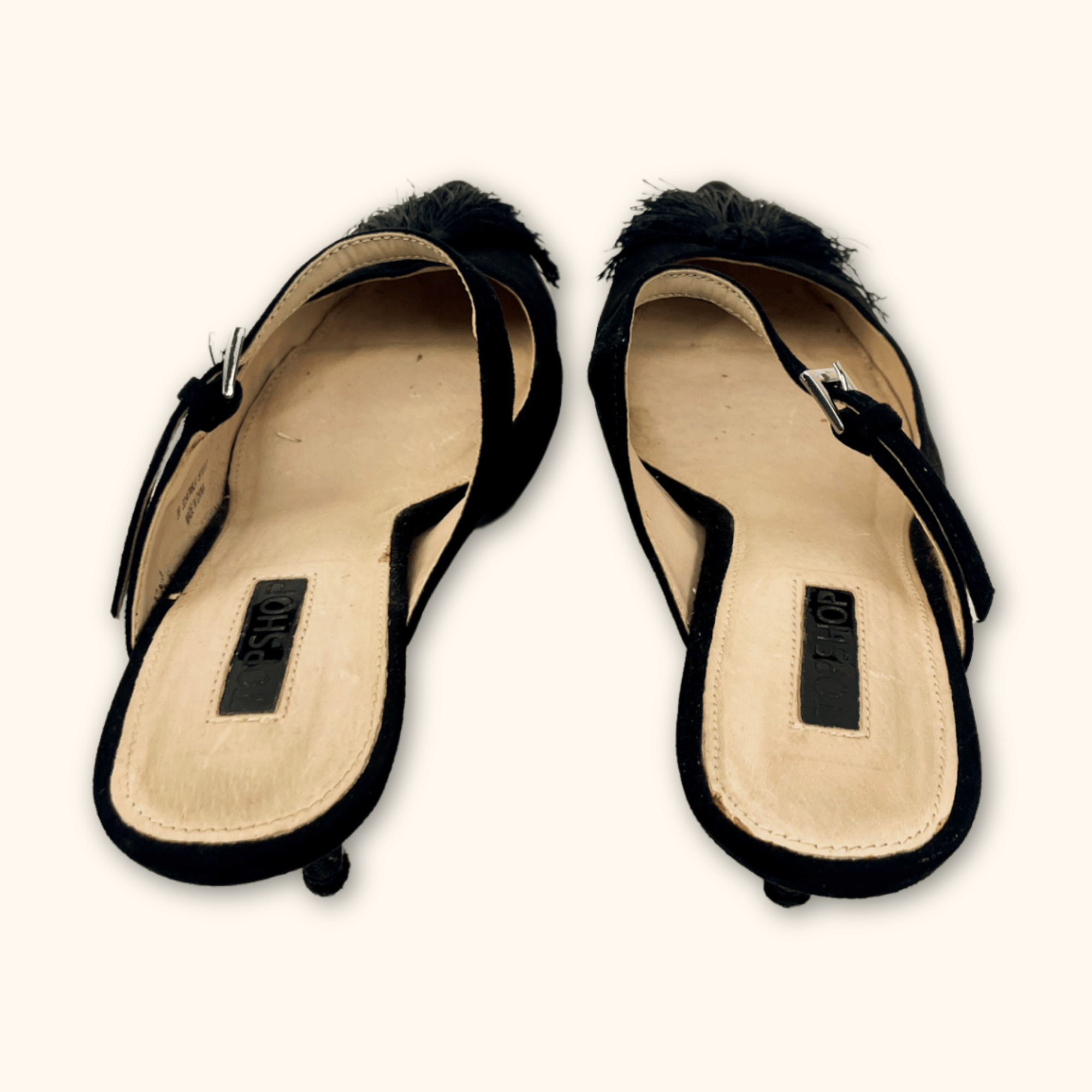 Topshop Black Tassel Heels - Size 6 Topshop