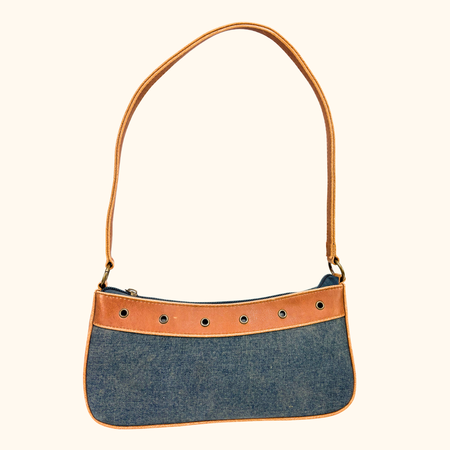Brown Belt Blue Denim Shoulder Bag Sunshine Thrift