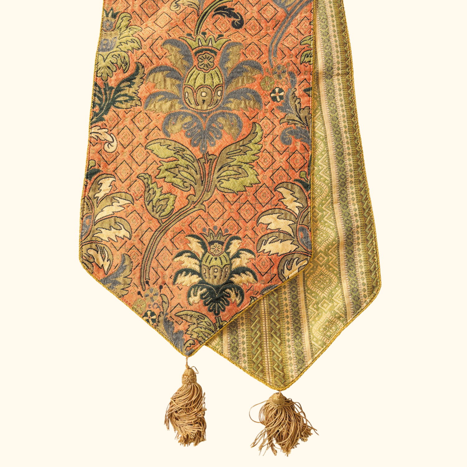 Reversible Brocade Fabric Table Runner