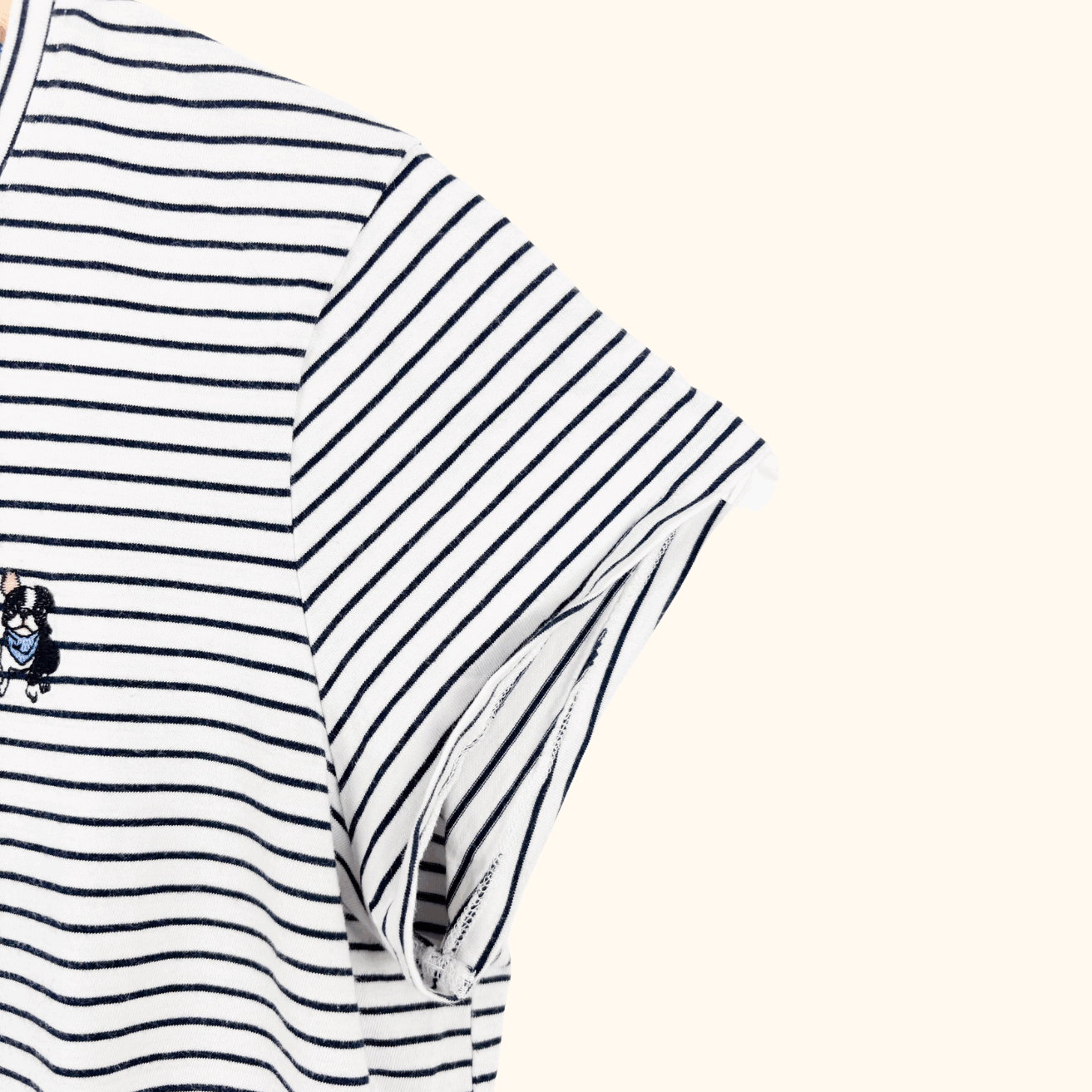 Laura Ashley Striped Embroidered Dog T-Shirt - Size 16 Laura Ashley