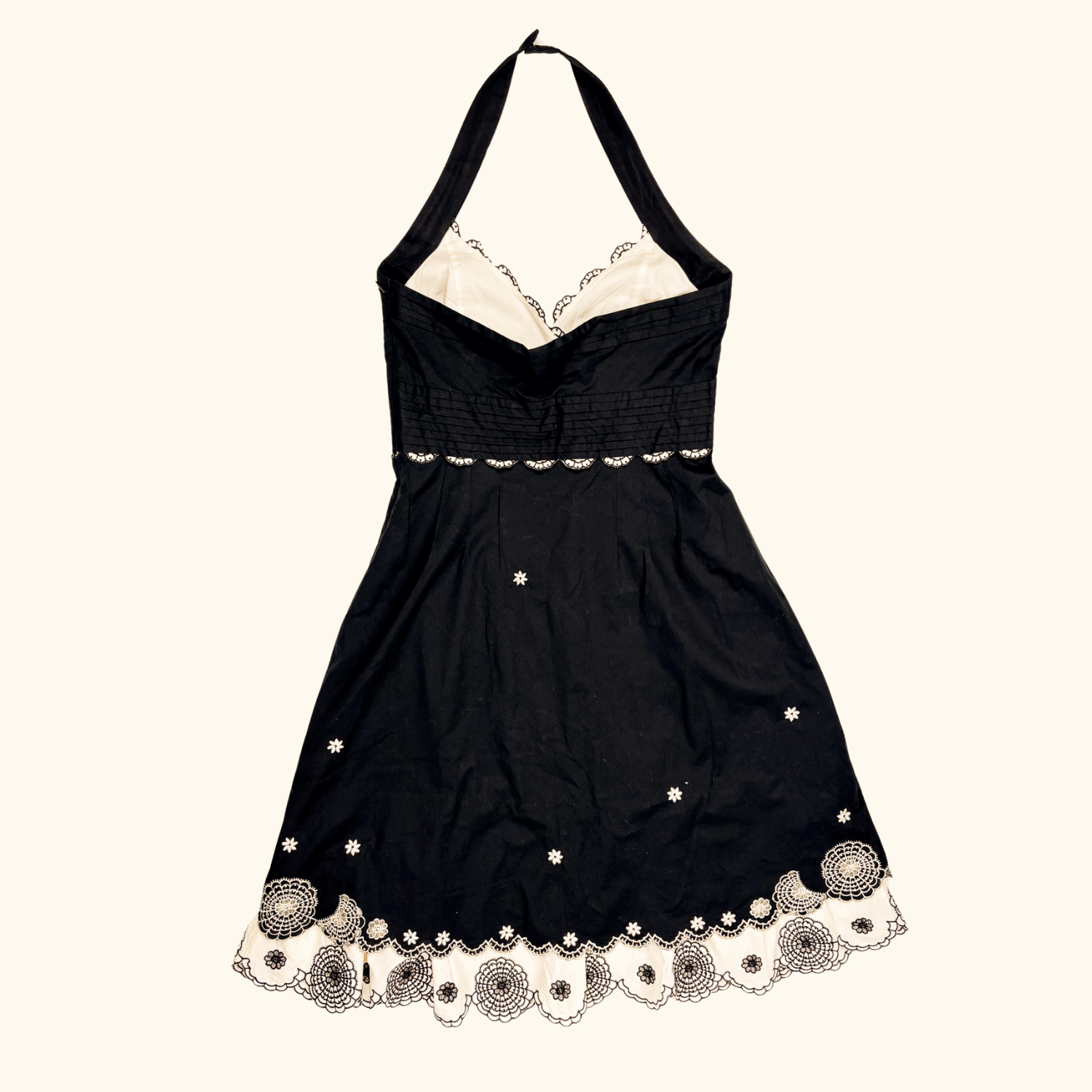 Karen Millen Black Halter Neck Dress Floral Embroidery - Size 10 Karen Millen