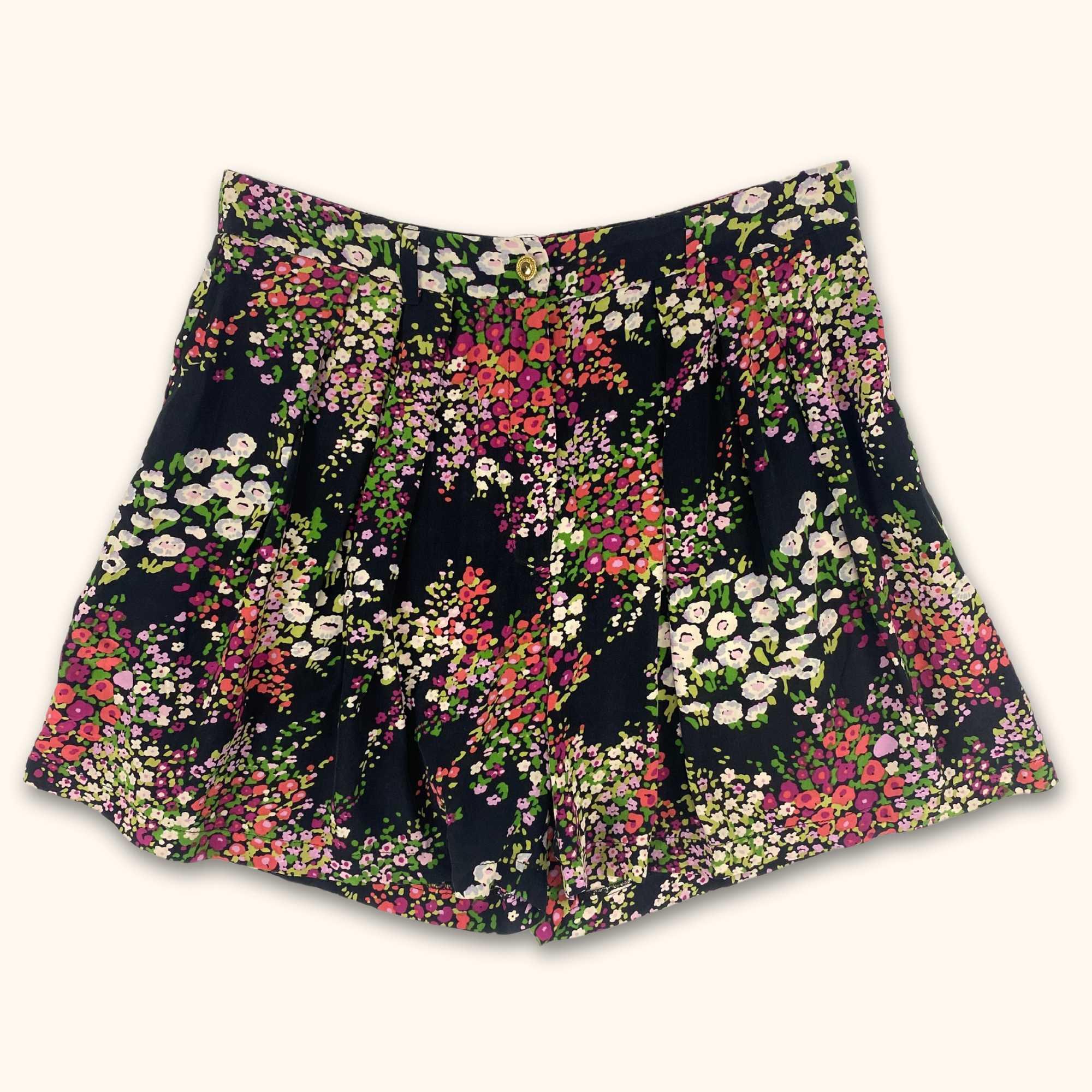 Topshop Black Floral Summer Shorts - Size 10 - - Shorts