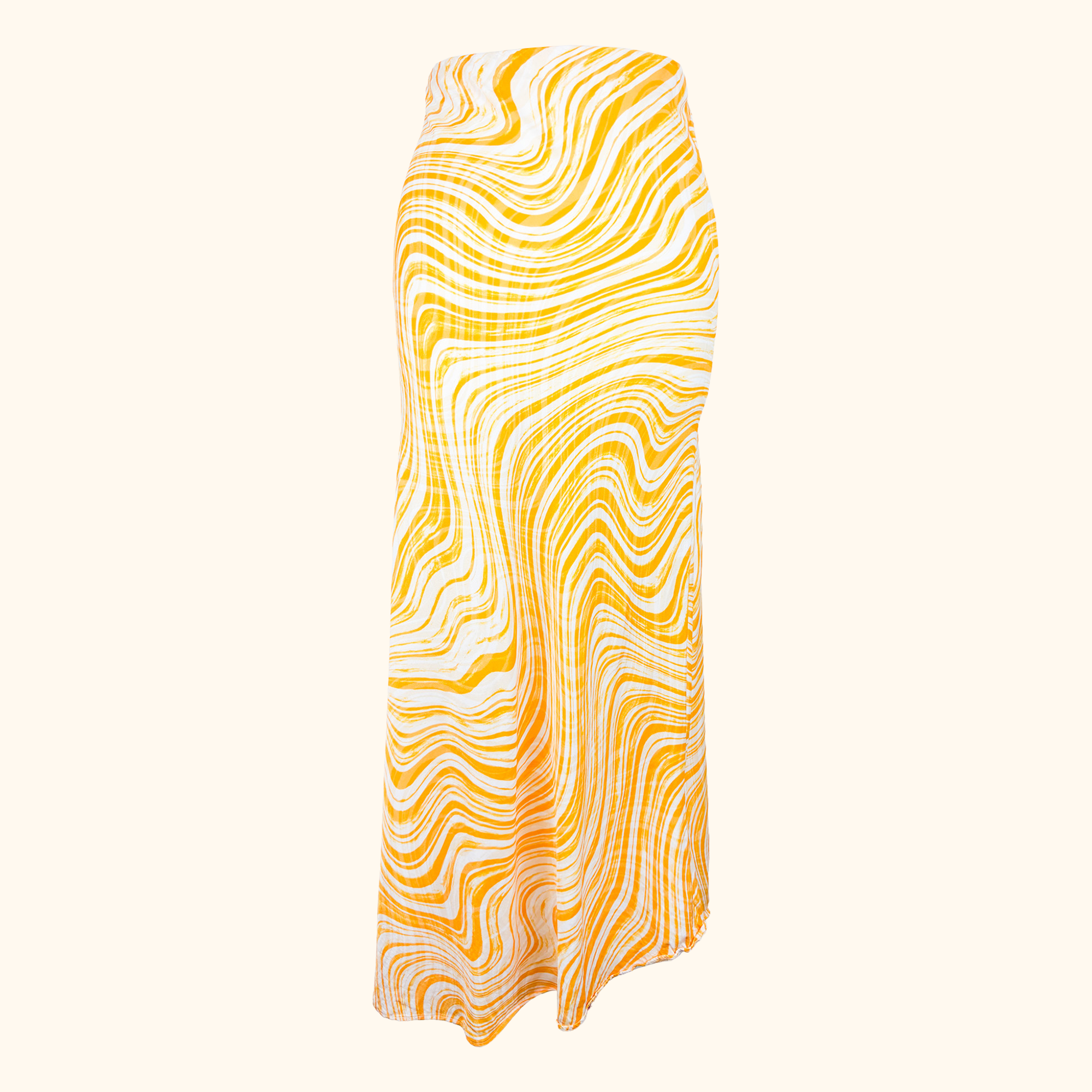 & Other Stories Yellow Swirl Slip Midi Skirt - Size 10 & Other Stories