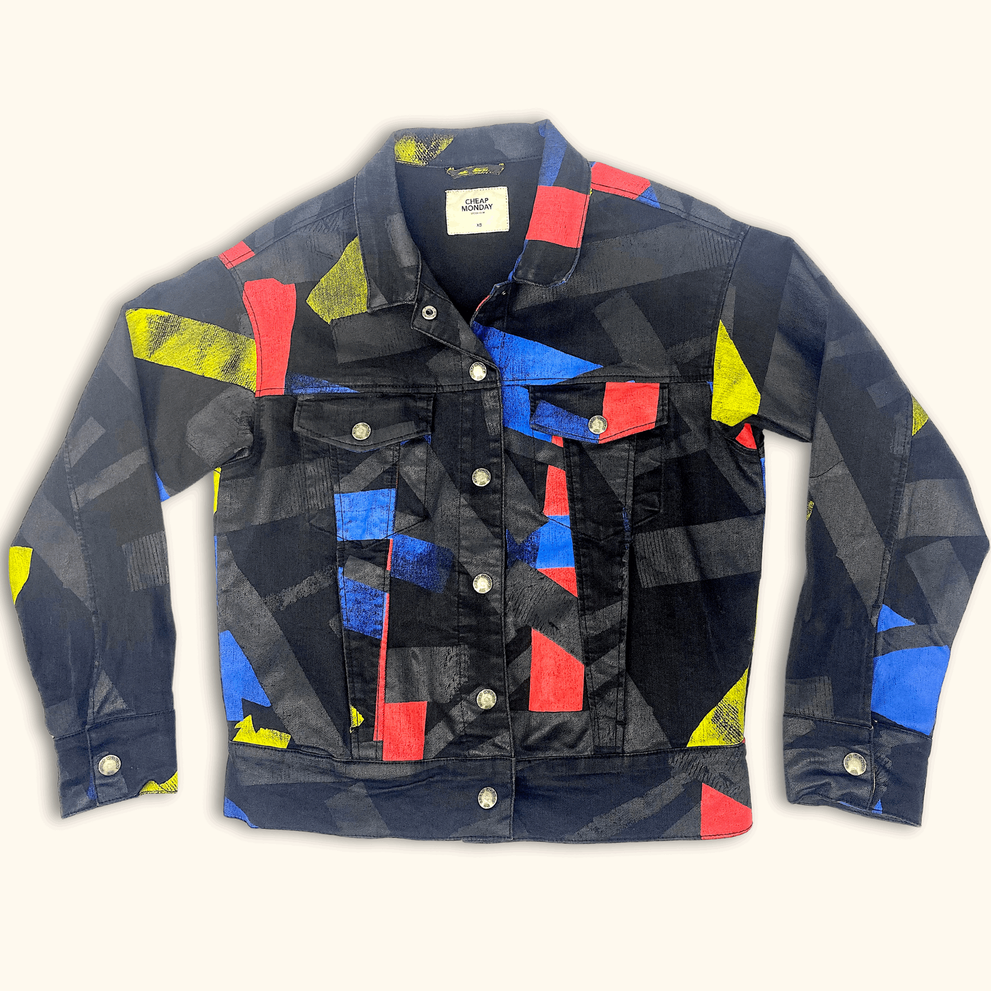 Cheap Monday Colour Block Black Denim Jacket - Size XS -  - Coats & jackets