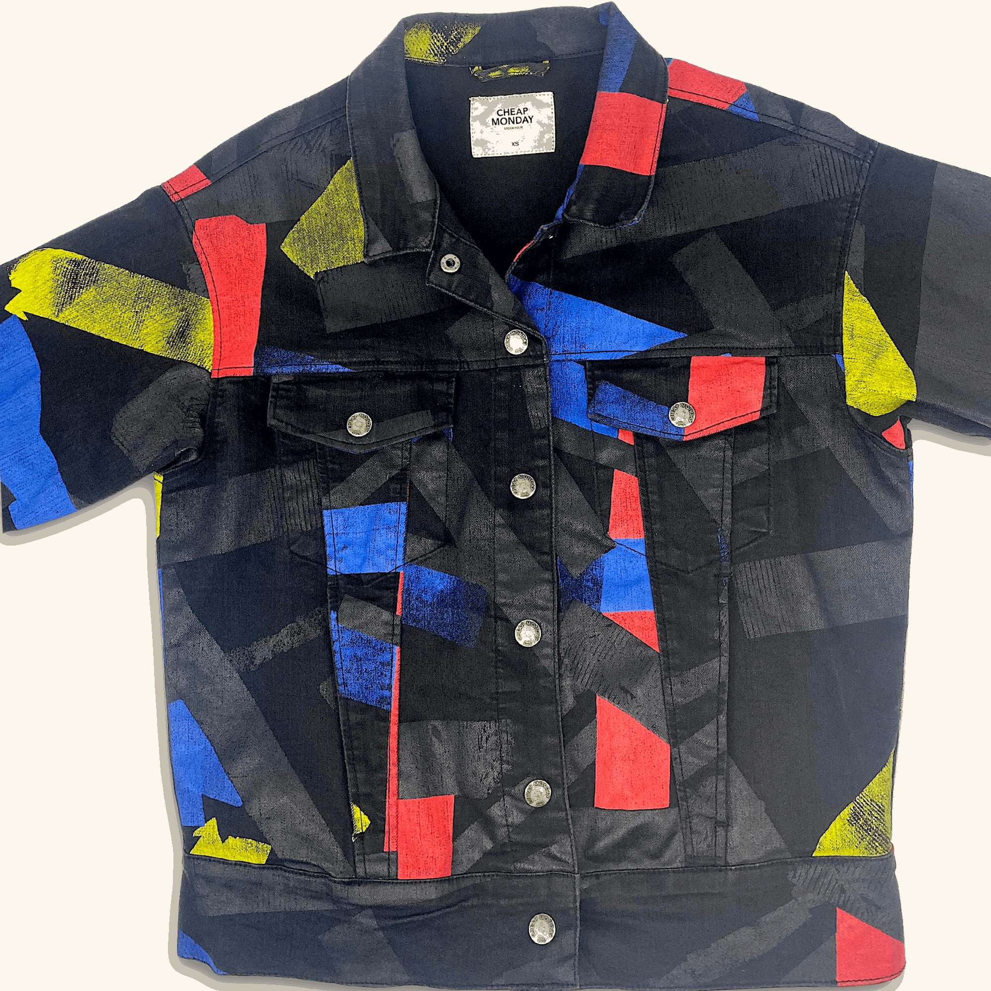 Cheap Monday Colour Block Black Denim Jacket - Size XS -  - Coats & jackets