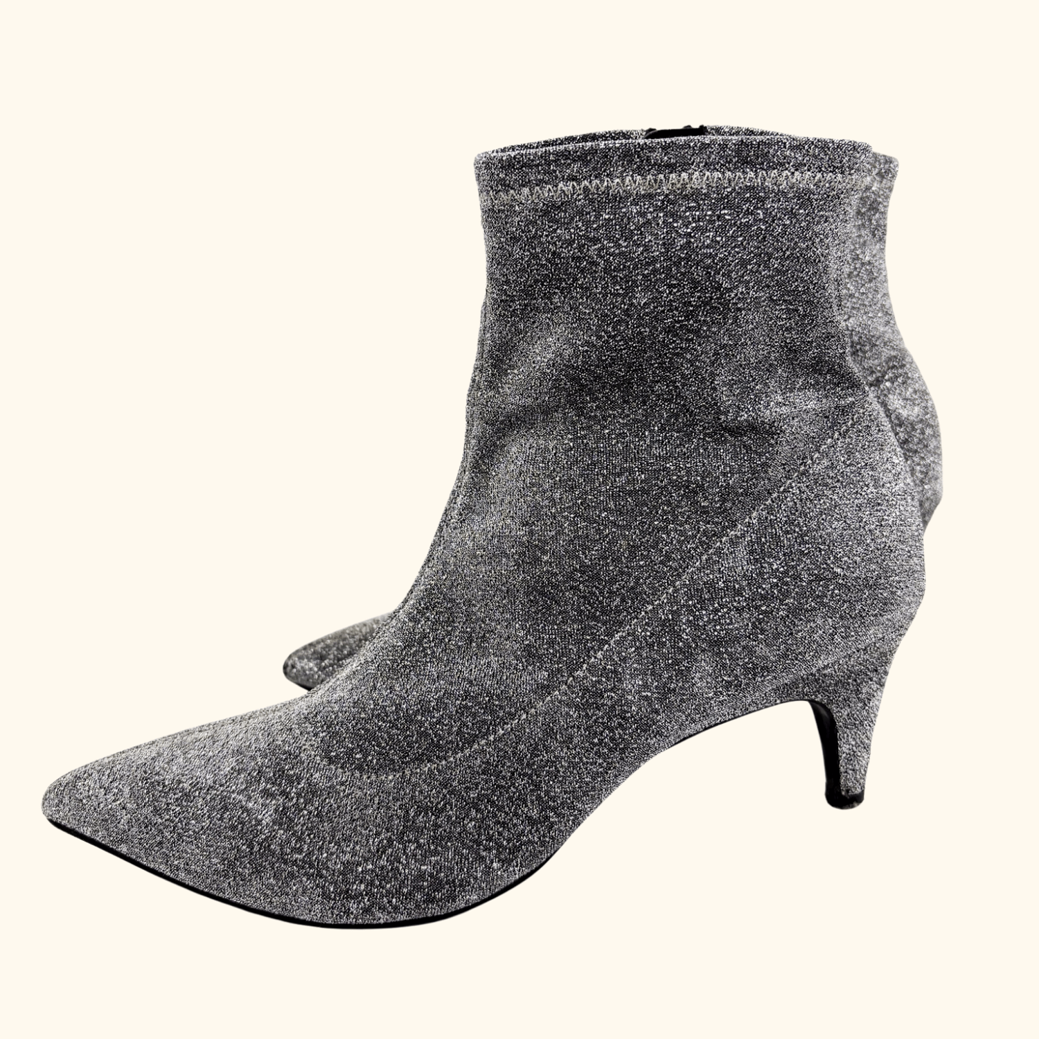 M&S Silver Sparkle Sock Heeled Boots - Size 7 M&S