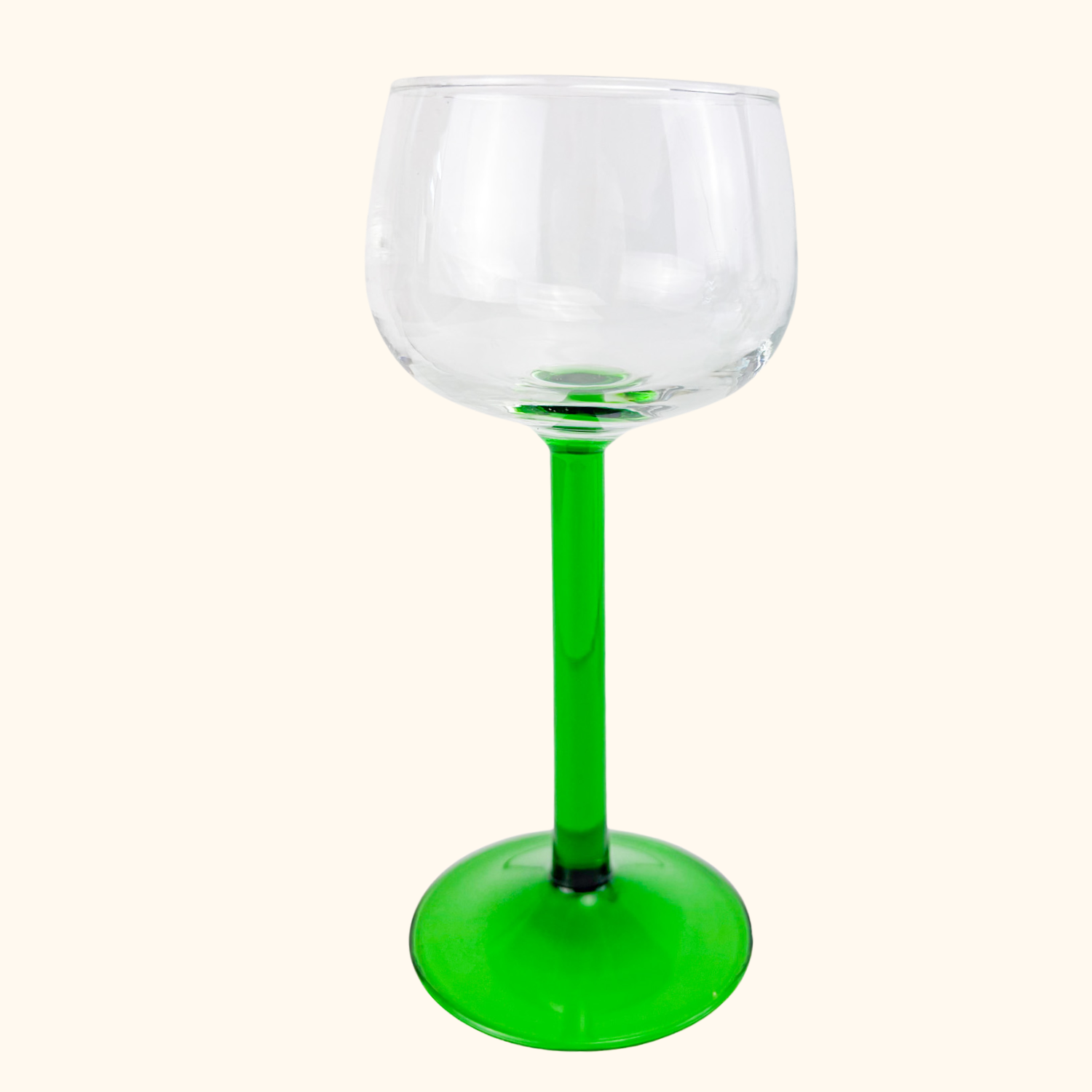 Vintage Luminarc French Green Straight Stem Wine Glasses Set of 4 Luminarc