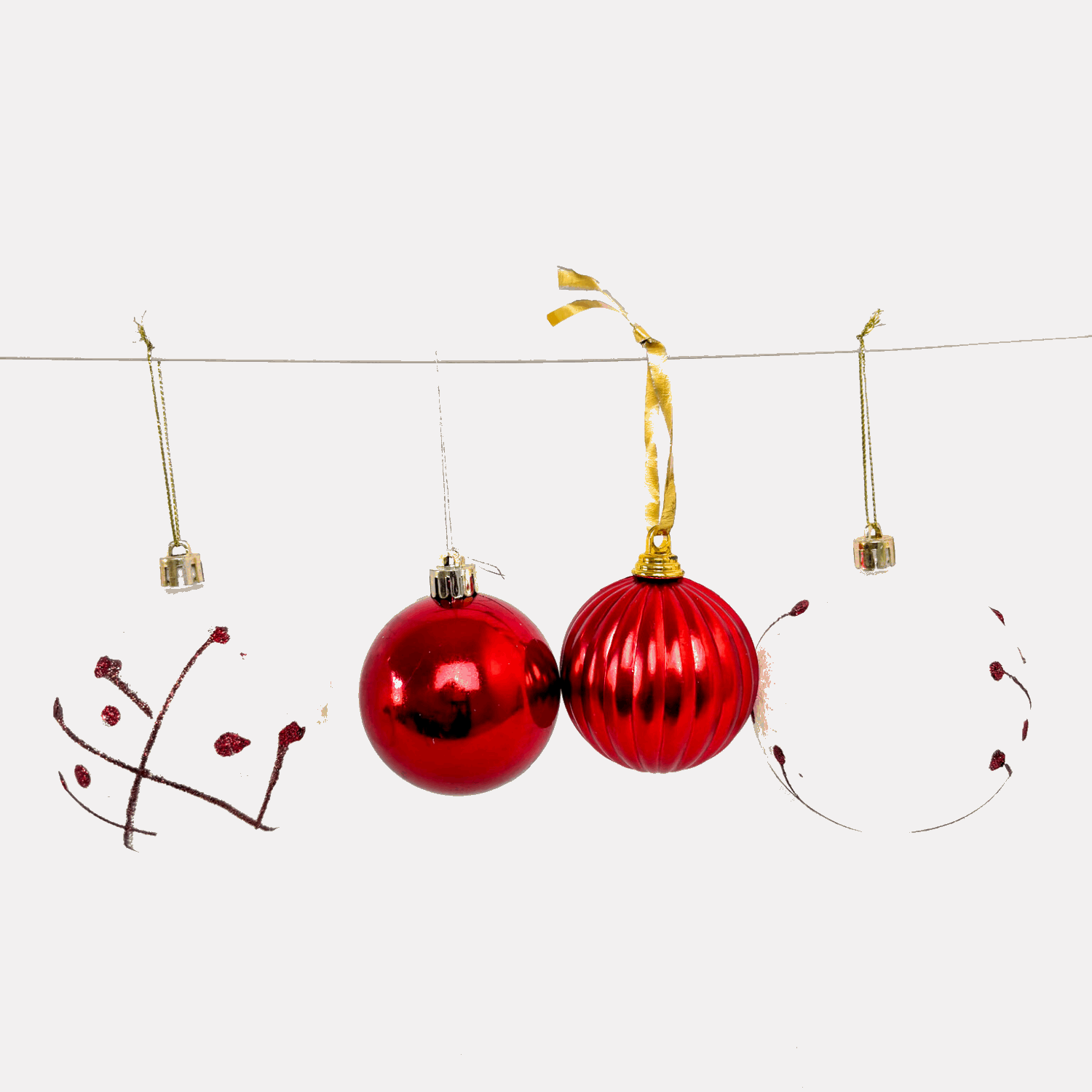 Frosted Red and White Baubles Mixed Sunshine Thrift