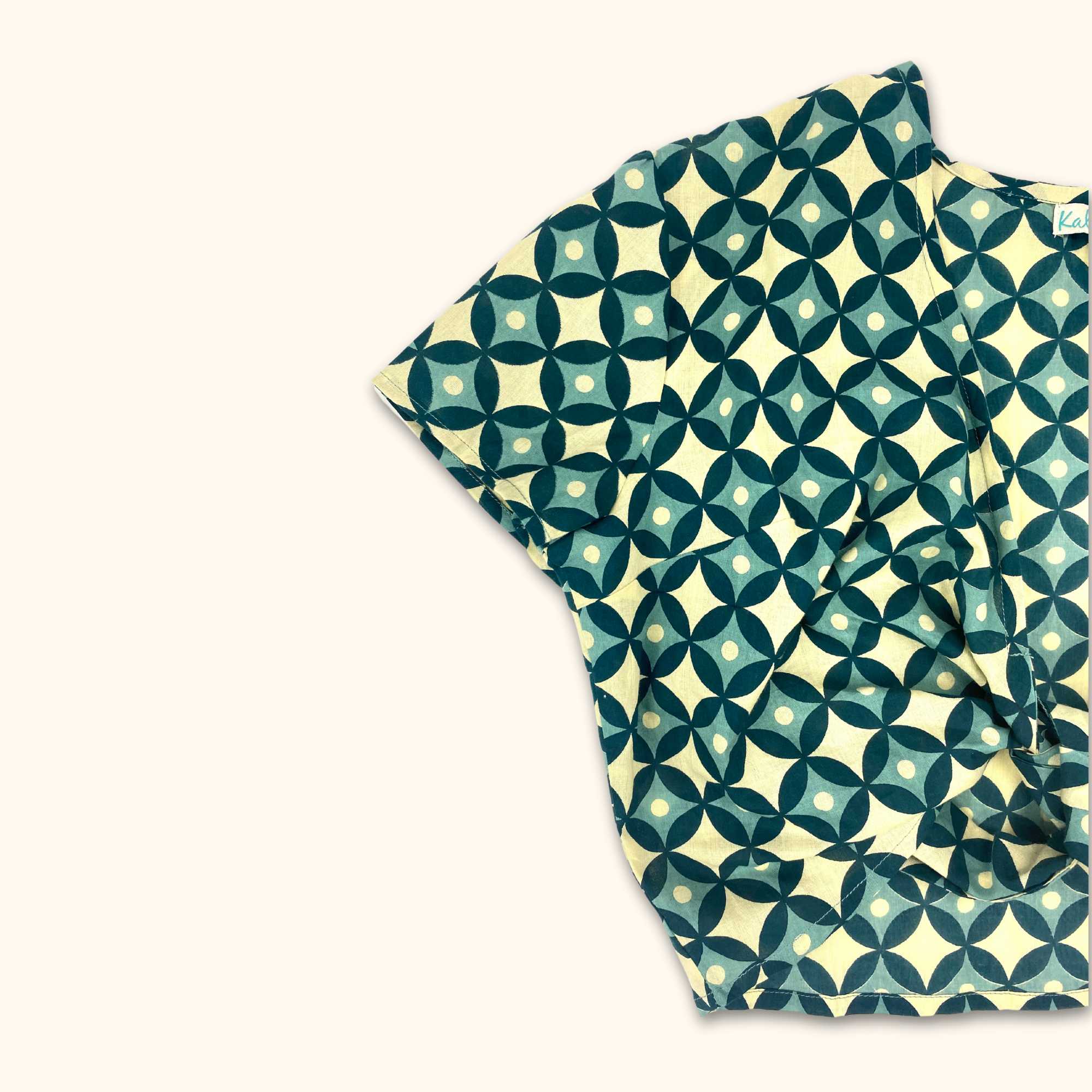 Tie Front Cropped Short Sleeve Shirt Teal - Size Small - - Tops & Shirts