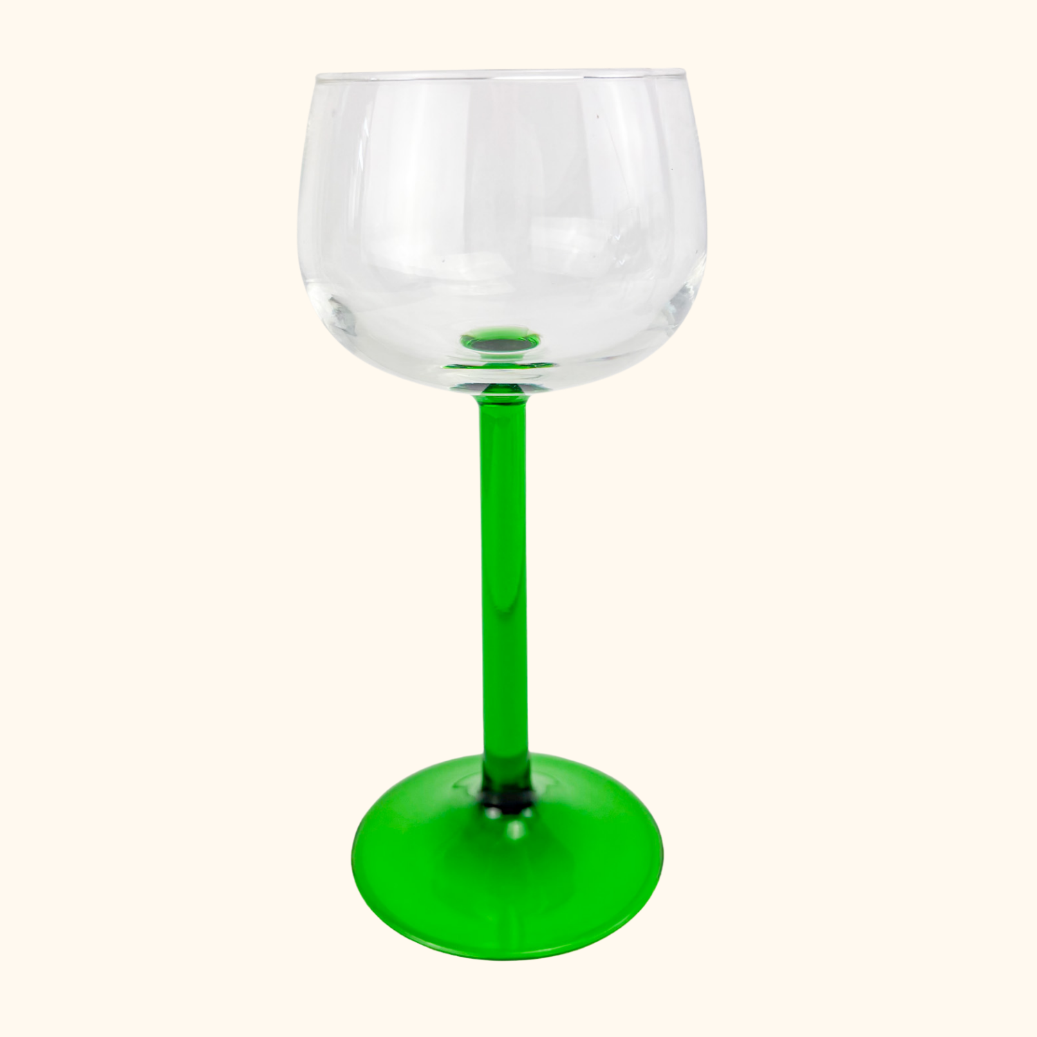 Vintage Luminarc French Green Straight Stem Wine Glasses Set of 4 Luminarc