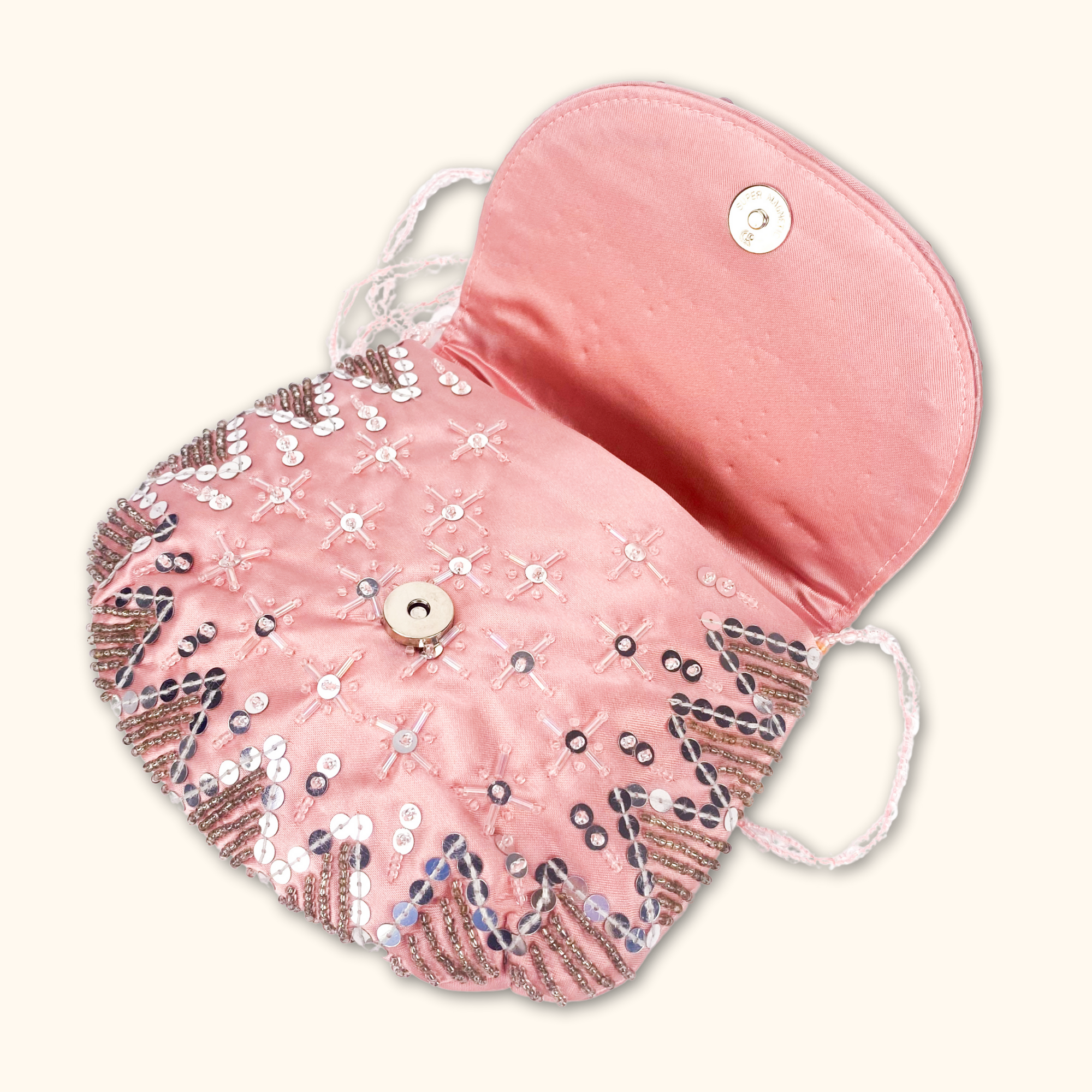 Pink Beaded Crossbody Bag - - Bags