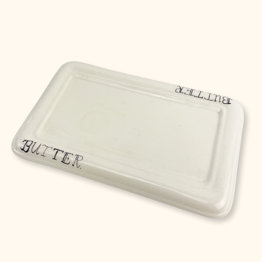 Hand Painted Ceramic Cow Butter Dish with Lid - - Kitchenware