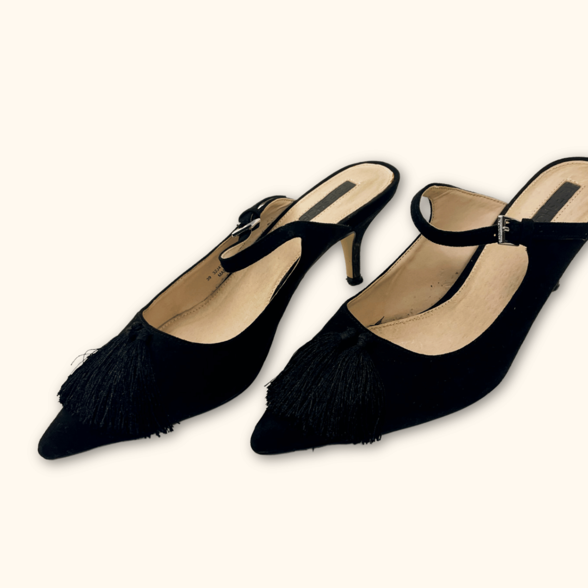 Topshop Black Tassel Heels - Size 6 Topshop