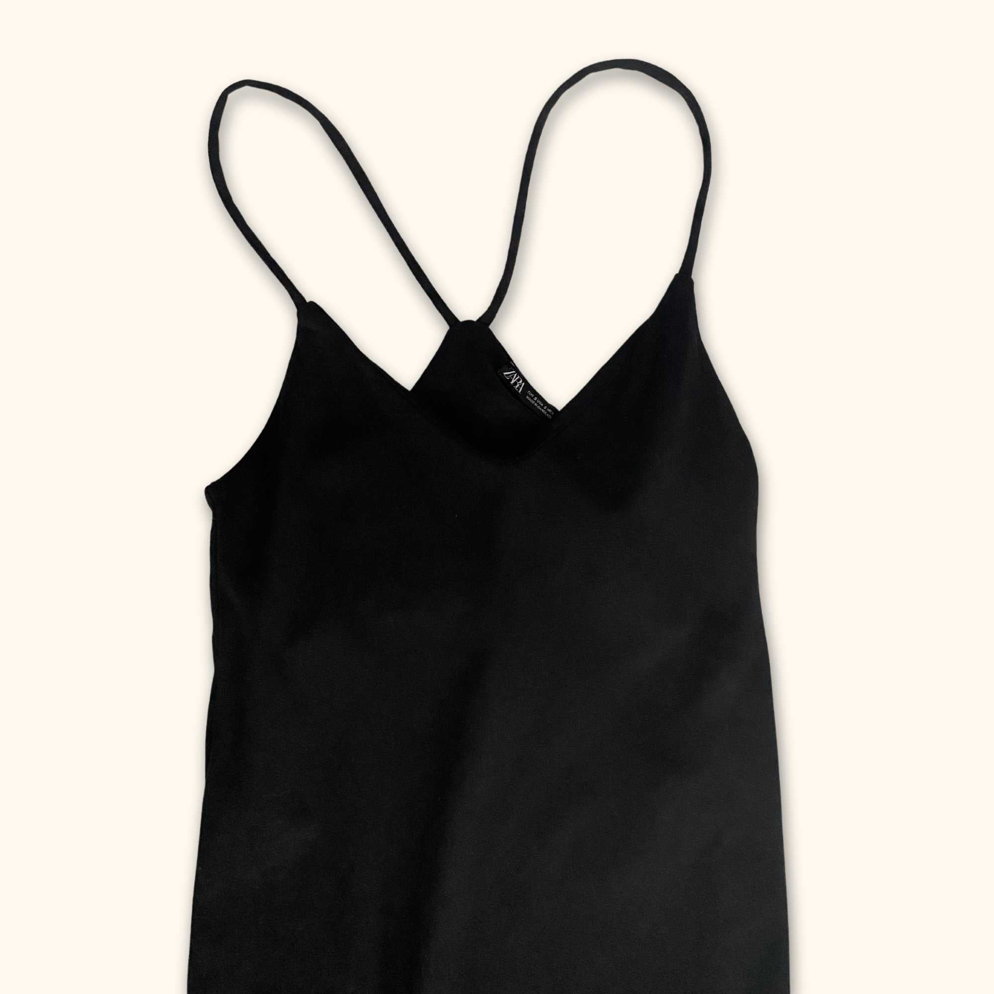 Zara Black Midi Cami Dress - Size Small -  - Dresses