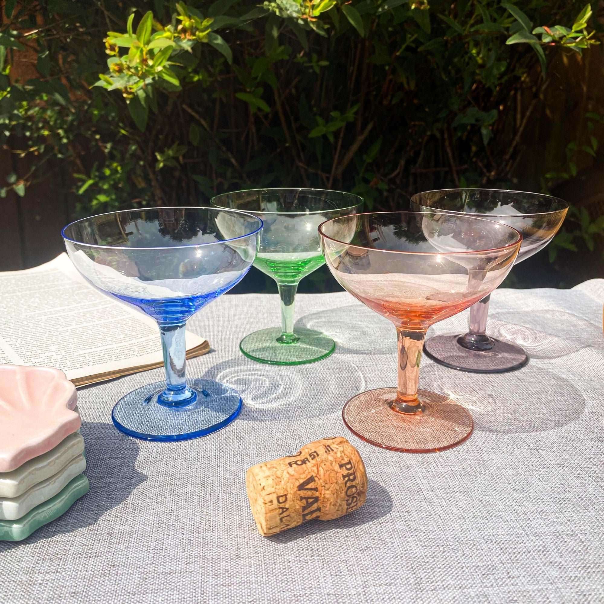 Multi-Coloured Shrunken Champagne Coupe Glasses - Set of 4 -  - Kitchenware