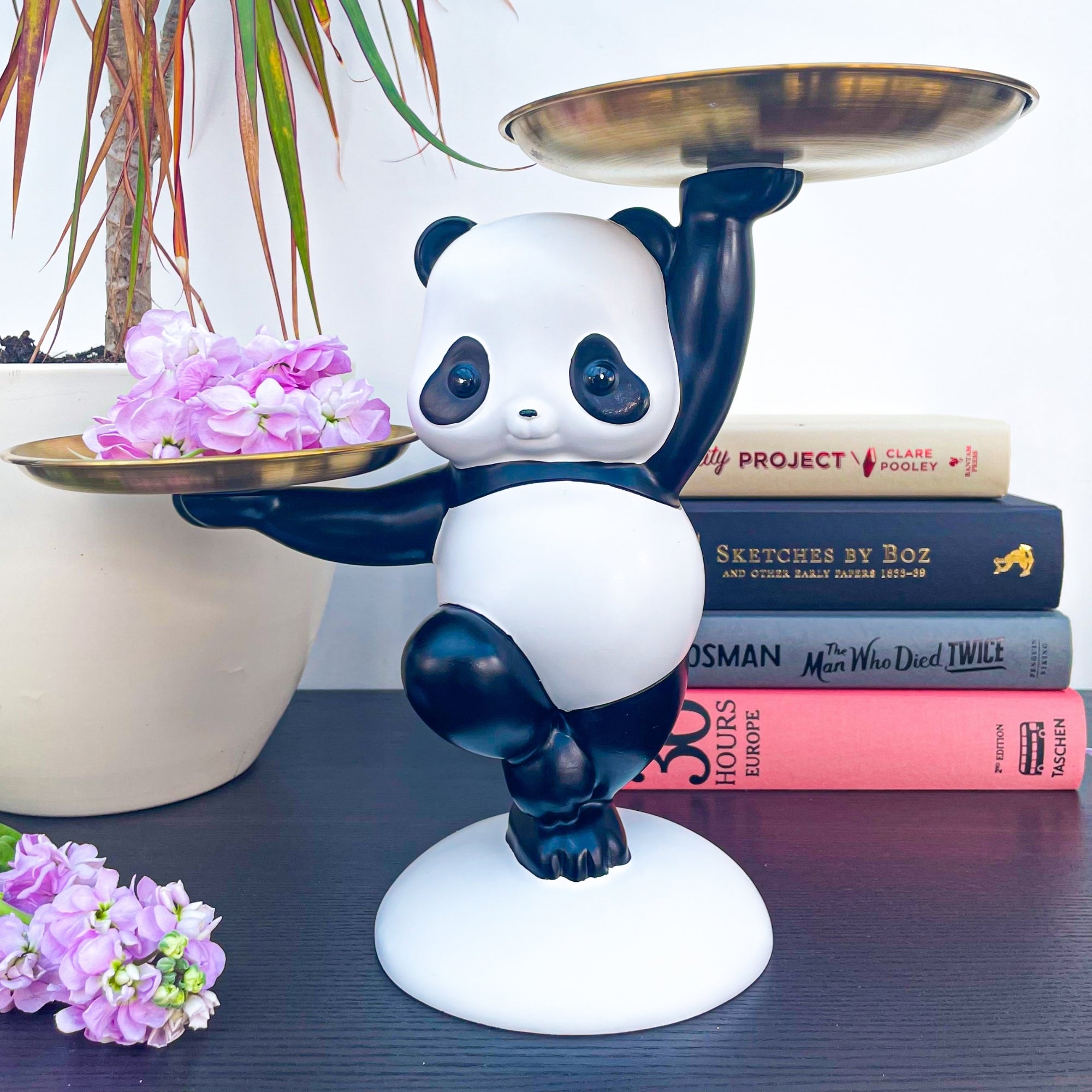 Panda Ornament Holder with Gold Trays - - Ornaments