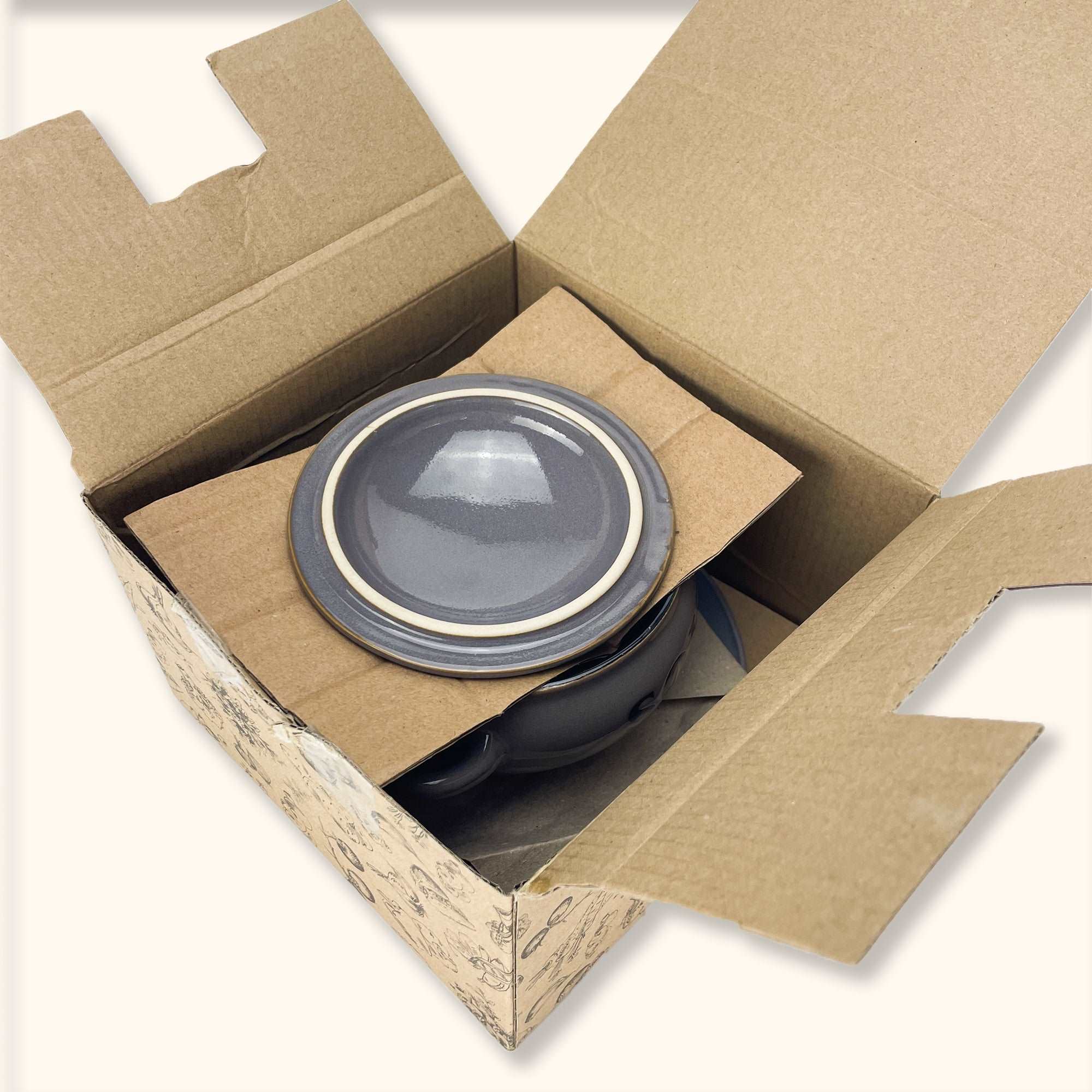 Grey Microwave Soup Bowl and Spoon with Lid - - Kitchenware