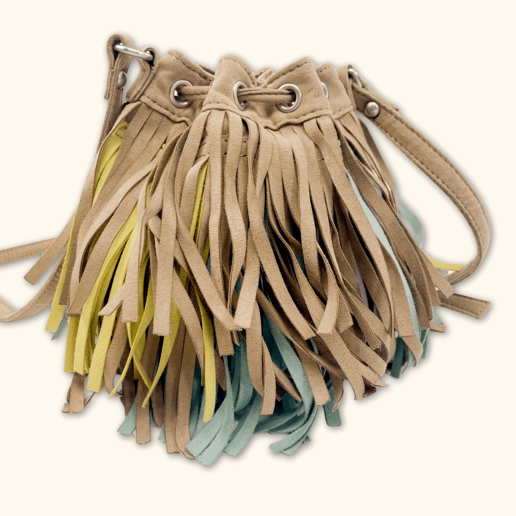 Zara Colourful Suede Fringe Bucket Bag - - Bags