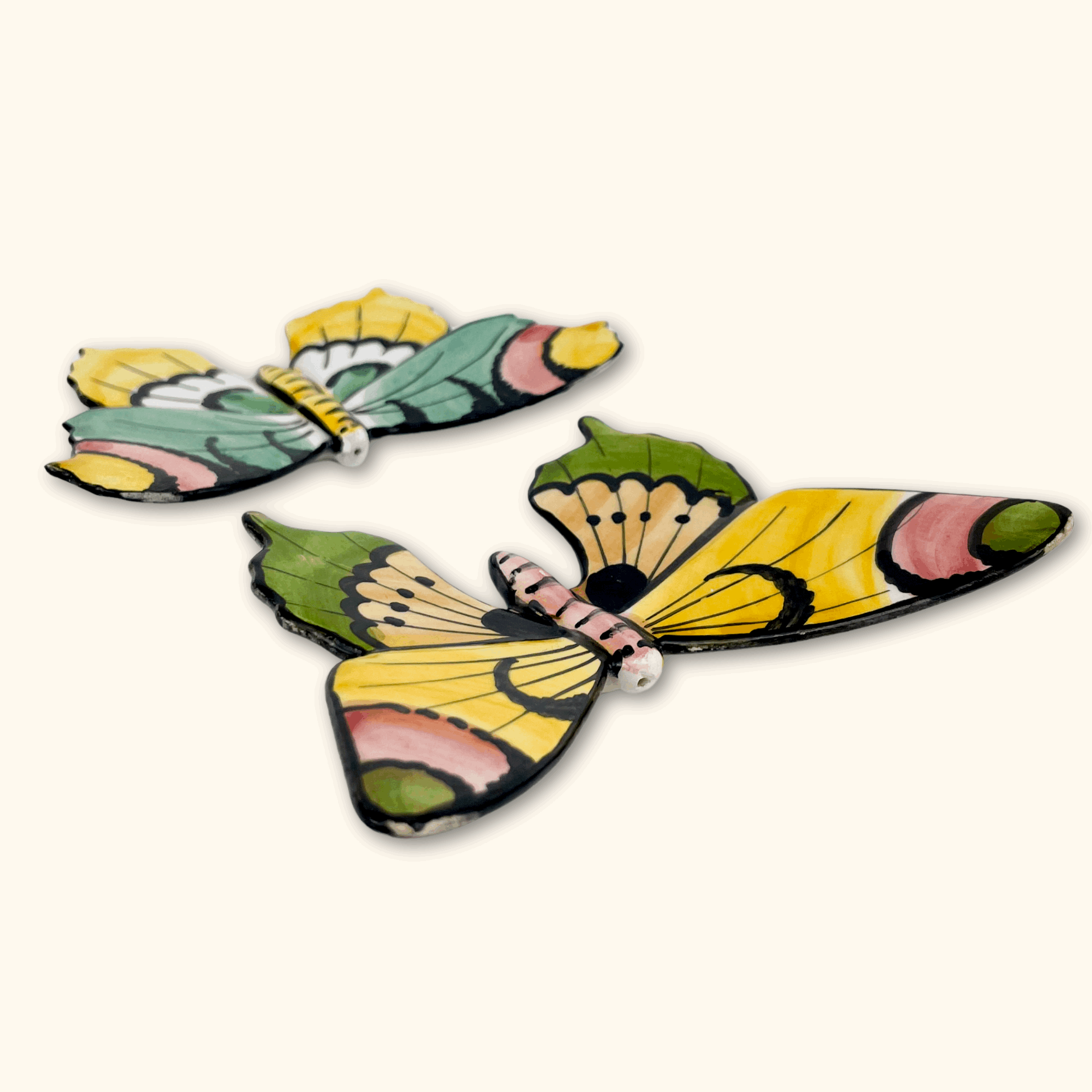 Ceramic Wall hanging Butterflies - Set of 2 - - Decoration