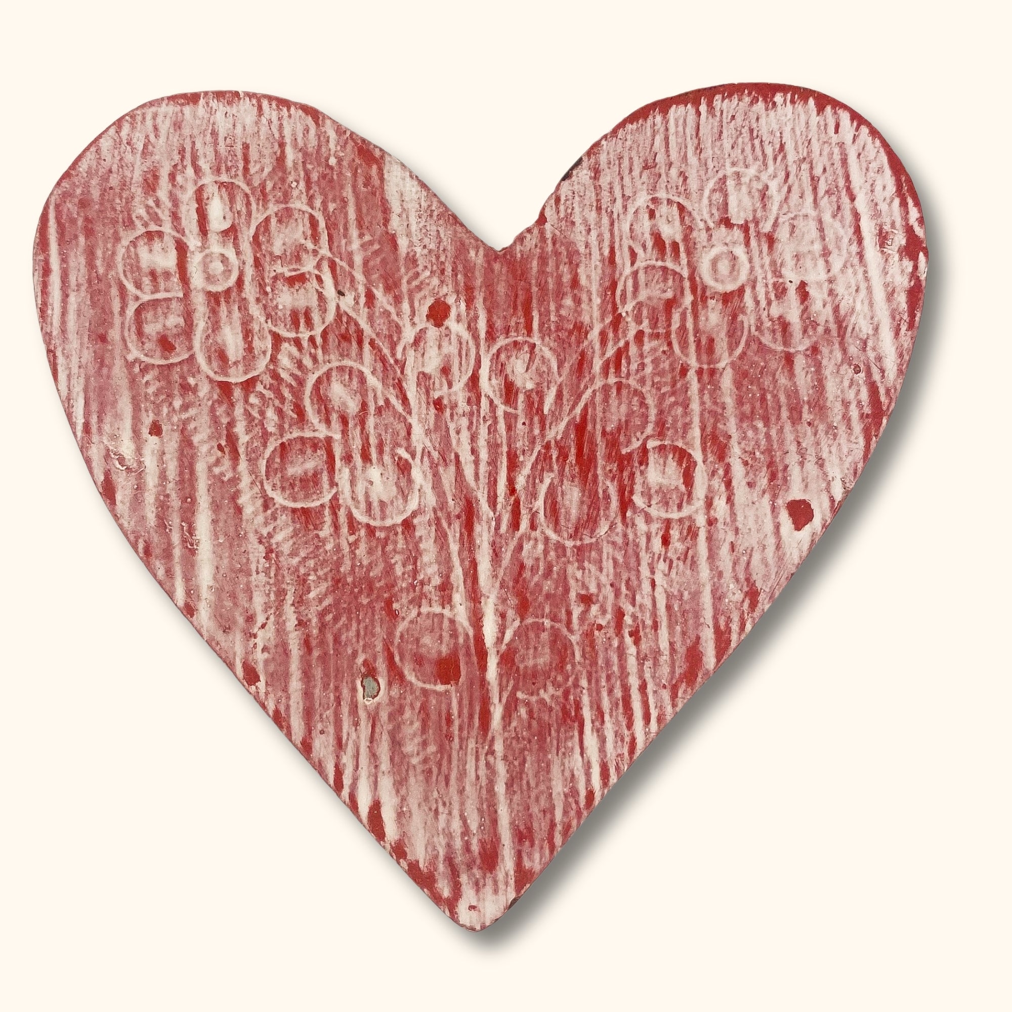 Red Wooden Heart Coasters - - Kitchenware