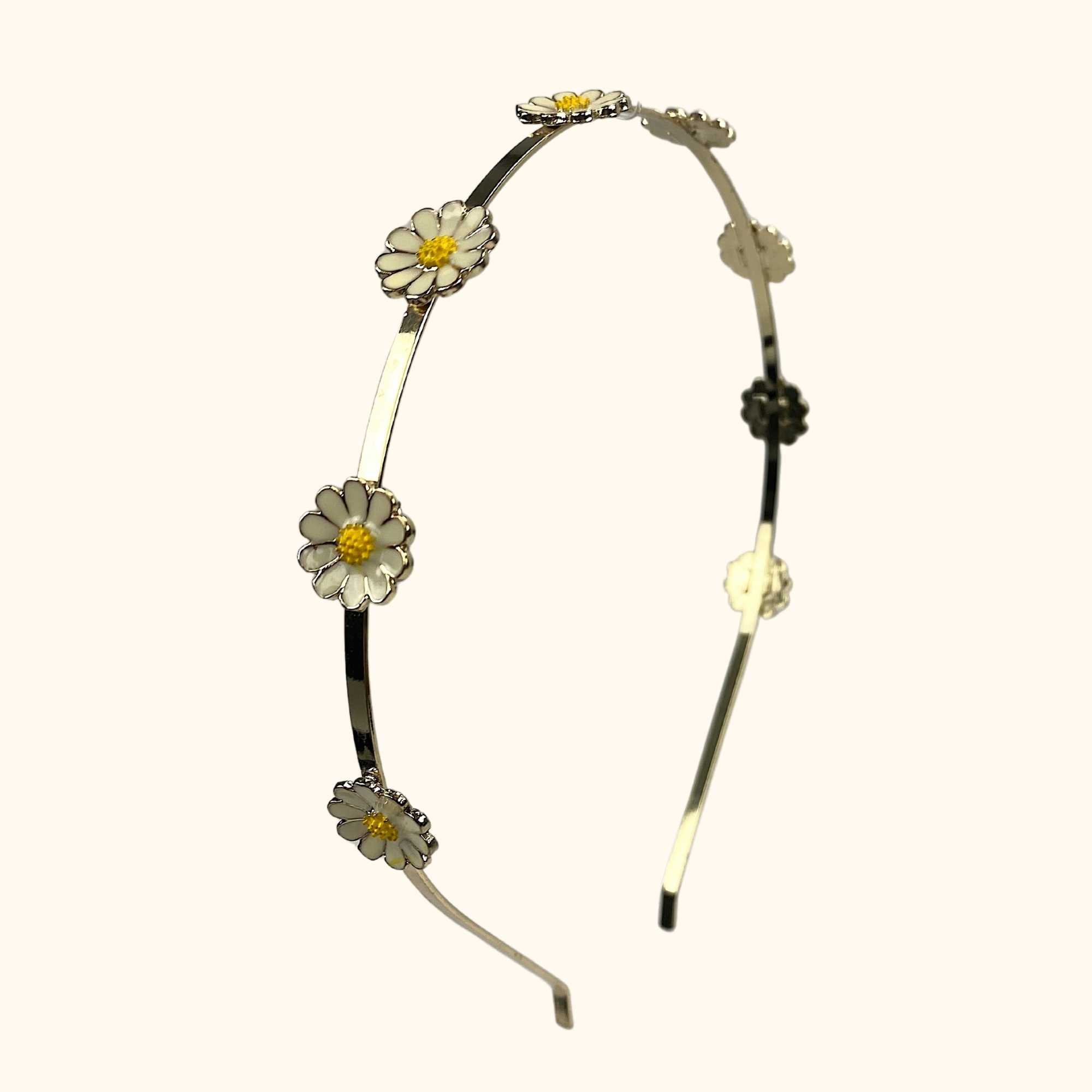Gold Daisy Flower Thin Headband - - Hair accessories