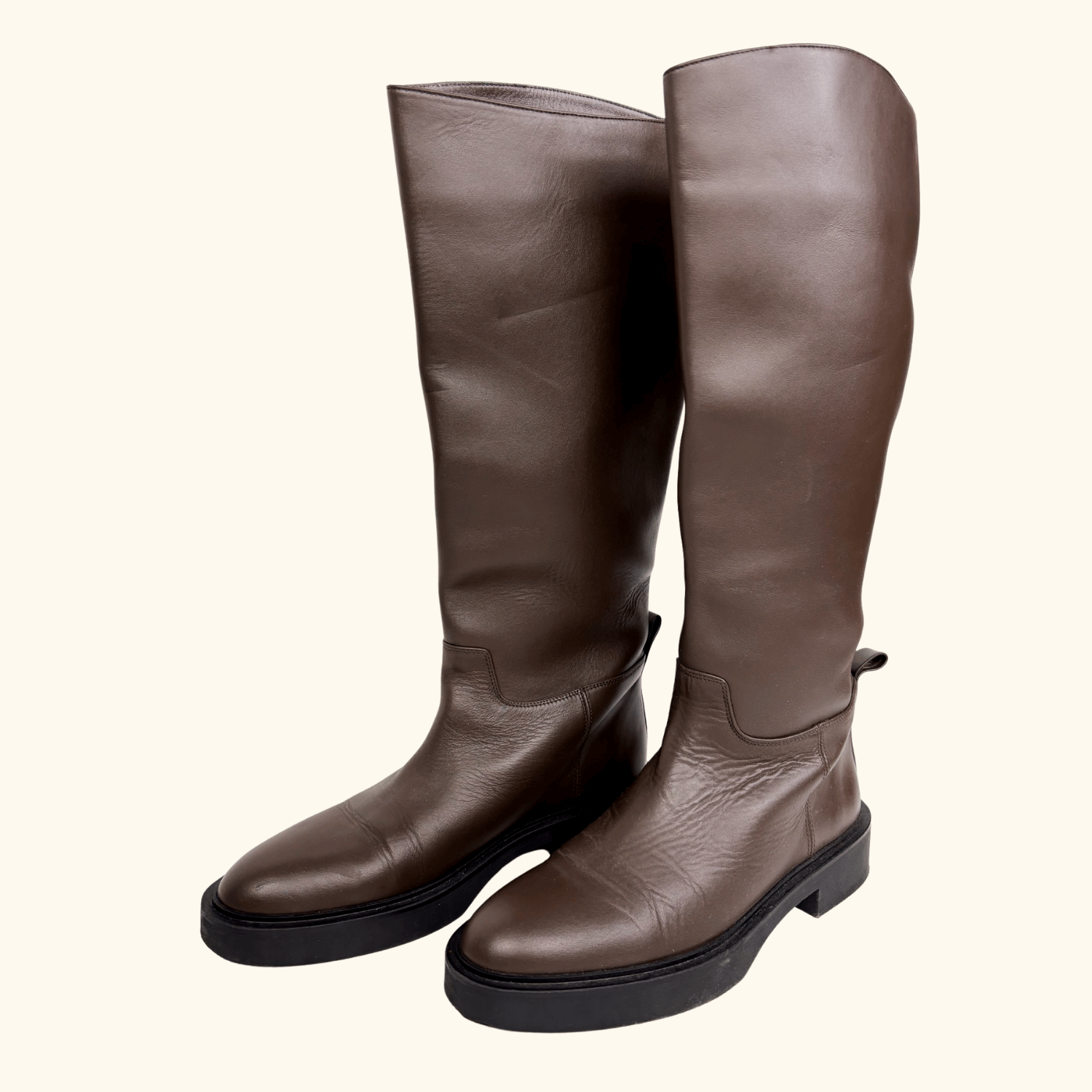 Zara Brown Leather Knee High Boots - Size 6.5 - - Shoes & Boots