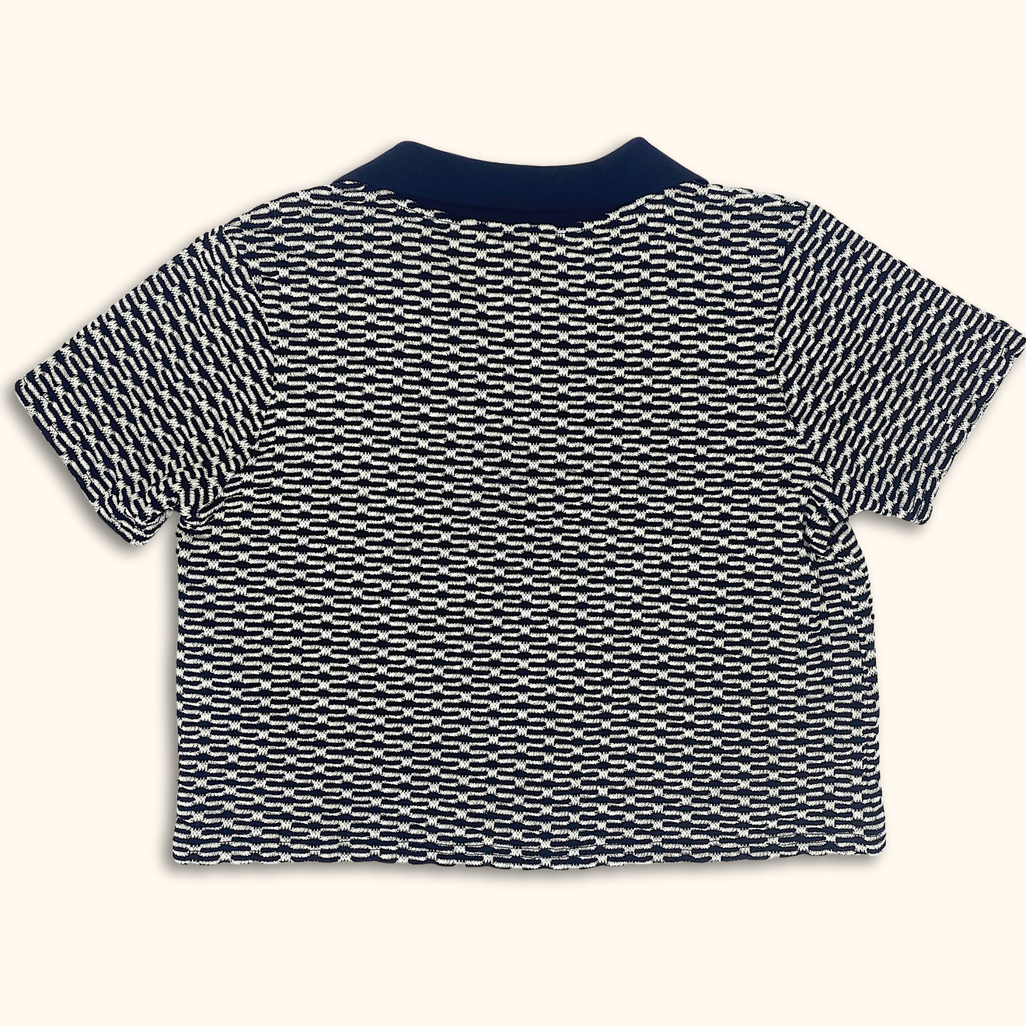 Zara Navy Blue Knitted Polo Shirt - Size Medium - - Tops & Shirts