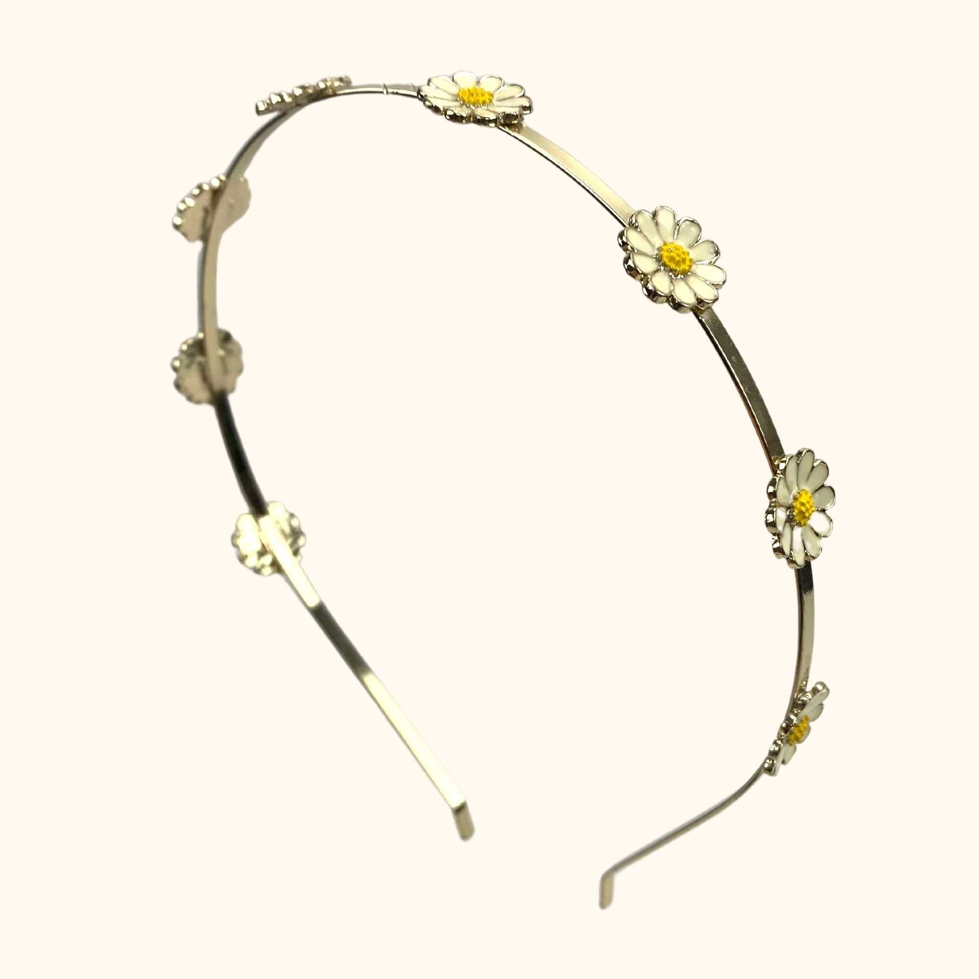 Gold Daisy Flower Thin Headband - - Hair accessories