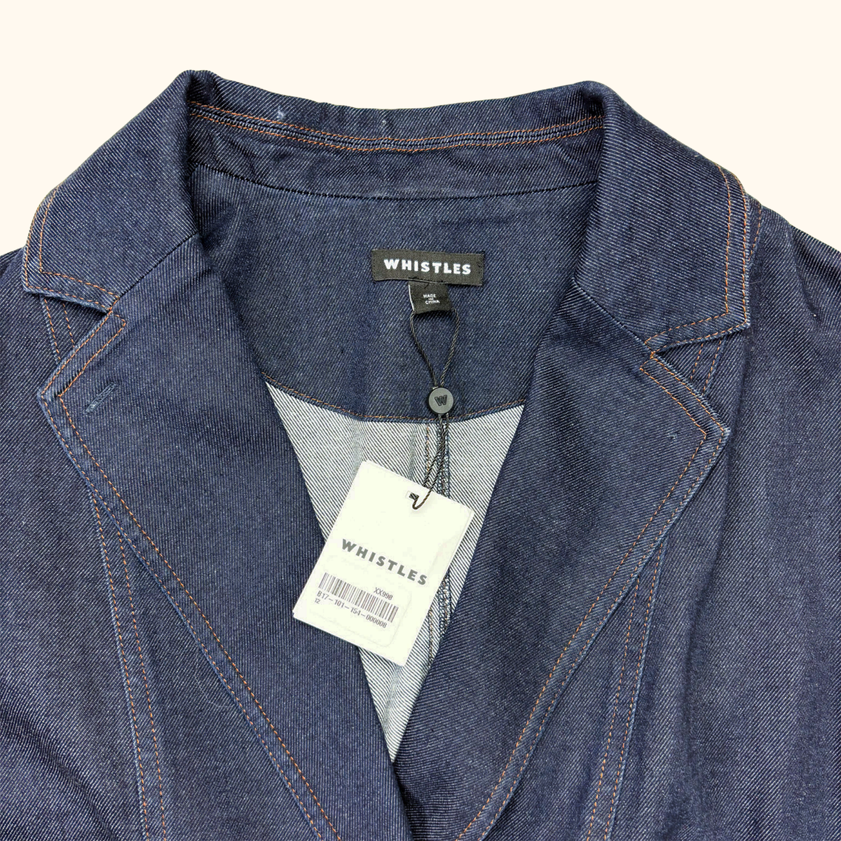 Whistles Joanna Blue Denim Blazer - Size 12