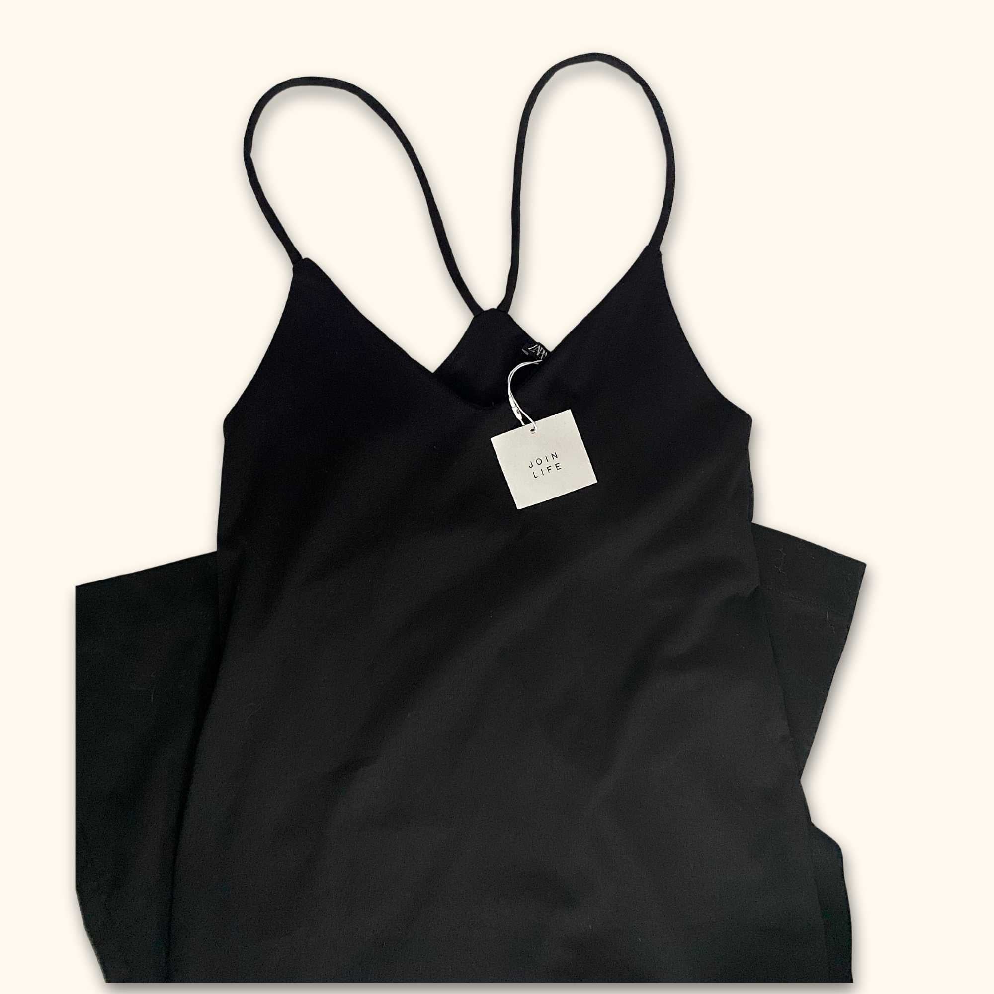 Zara Black Midi Cami Dress - Size Small -  - Dresses