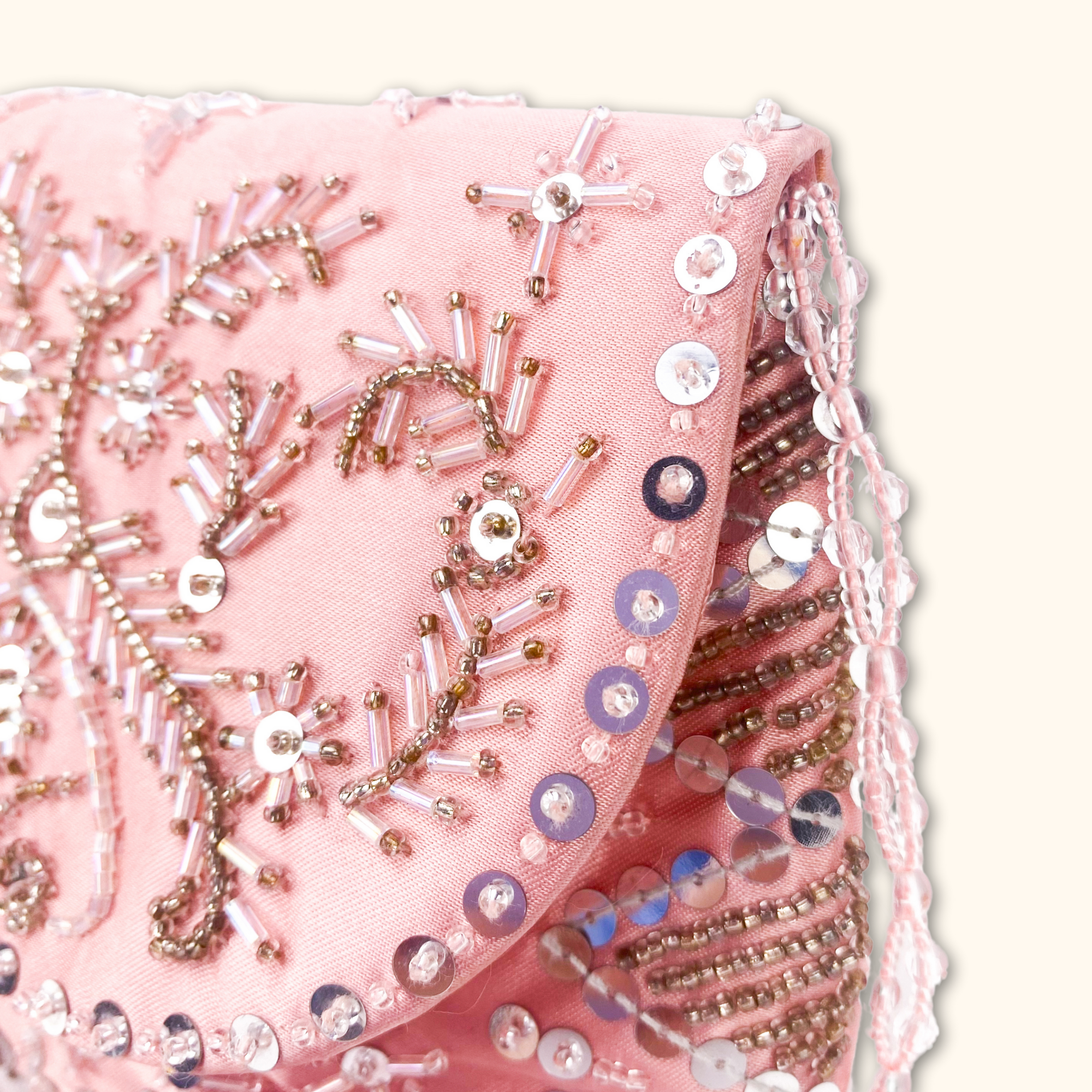 Pink Beaded Crossbody Bag - - Bags