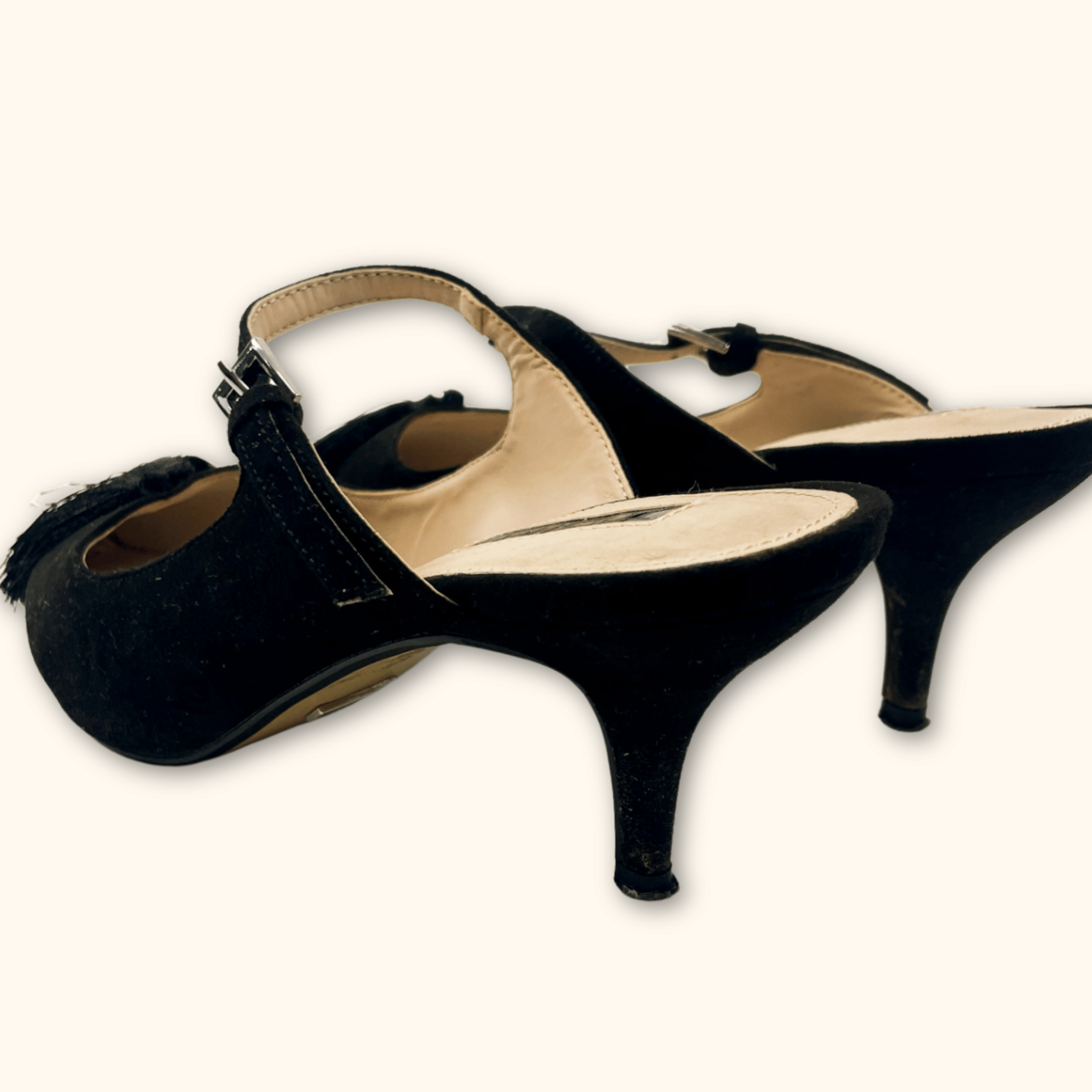 Topshop Black Tassel Heels - Size 6 Topshop