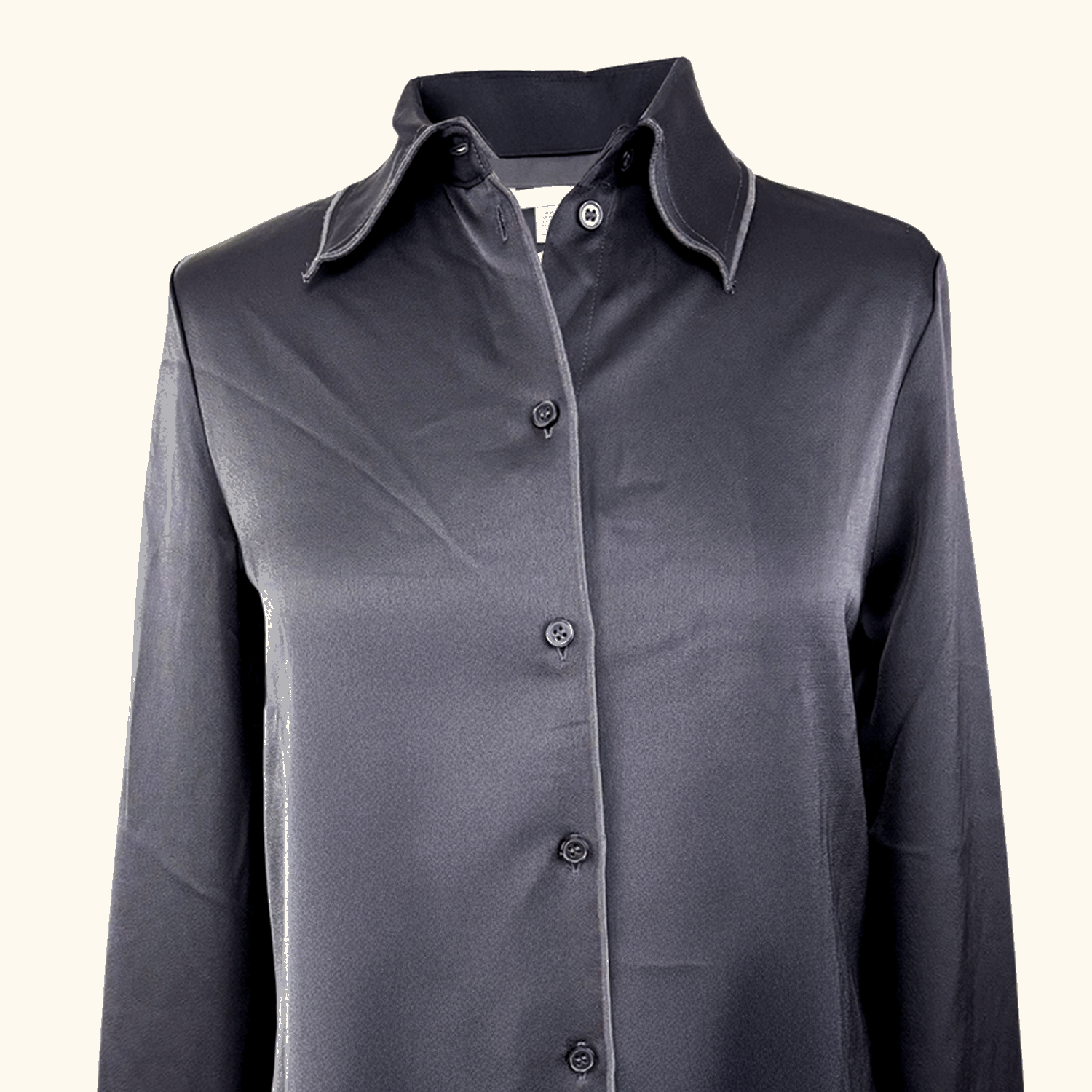 H&M Black Satin Long Sleeve Shirt - Size XS H&M