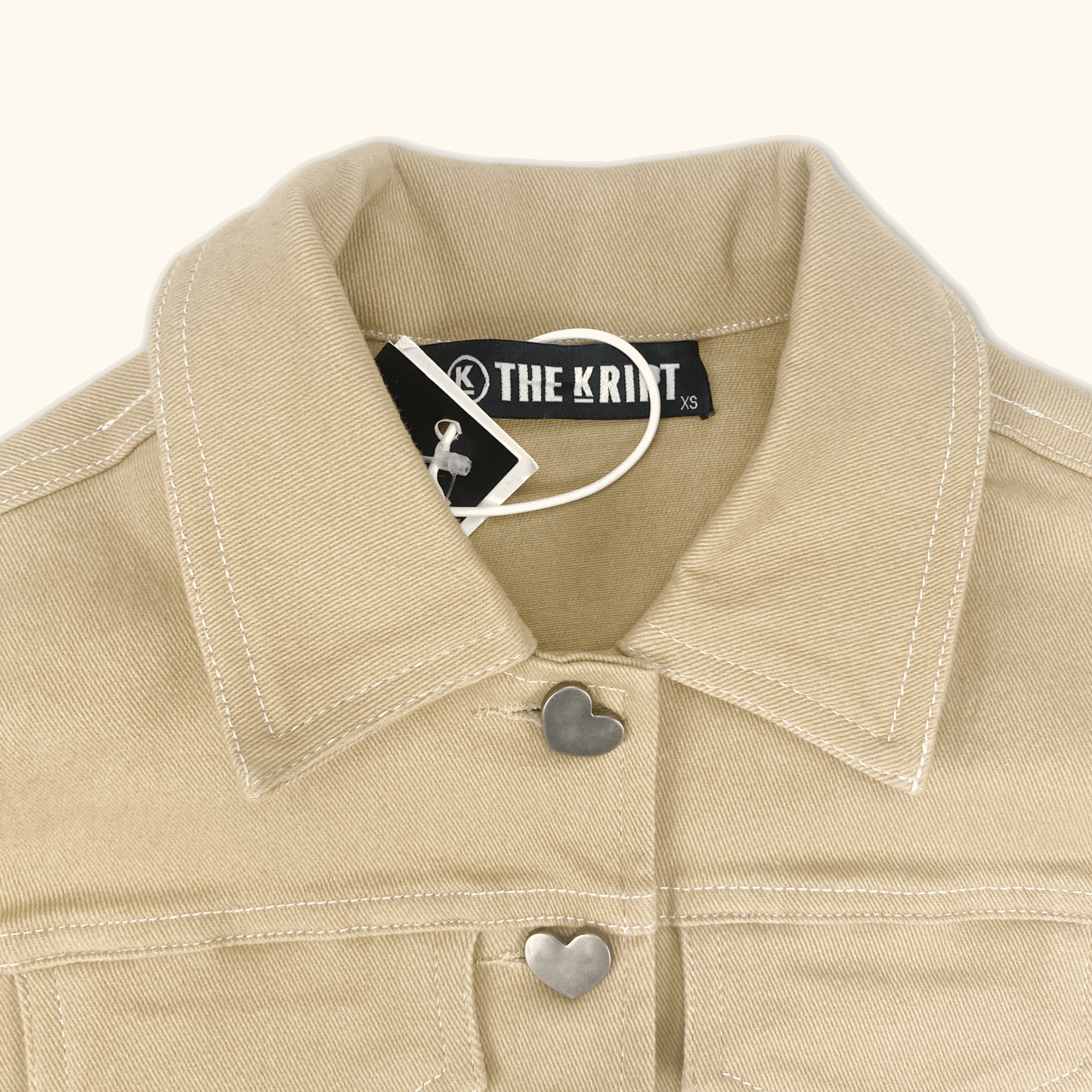 The Kript Beige Denim Crop Top - Size XS -  - Tops & Shirts