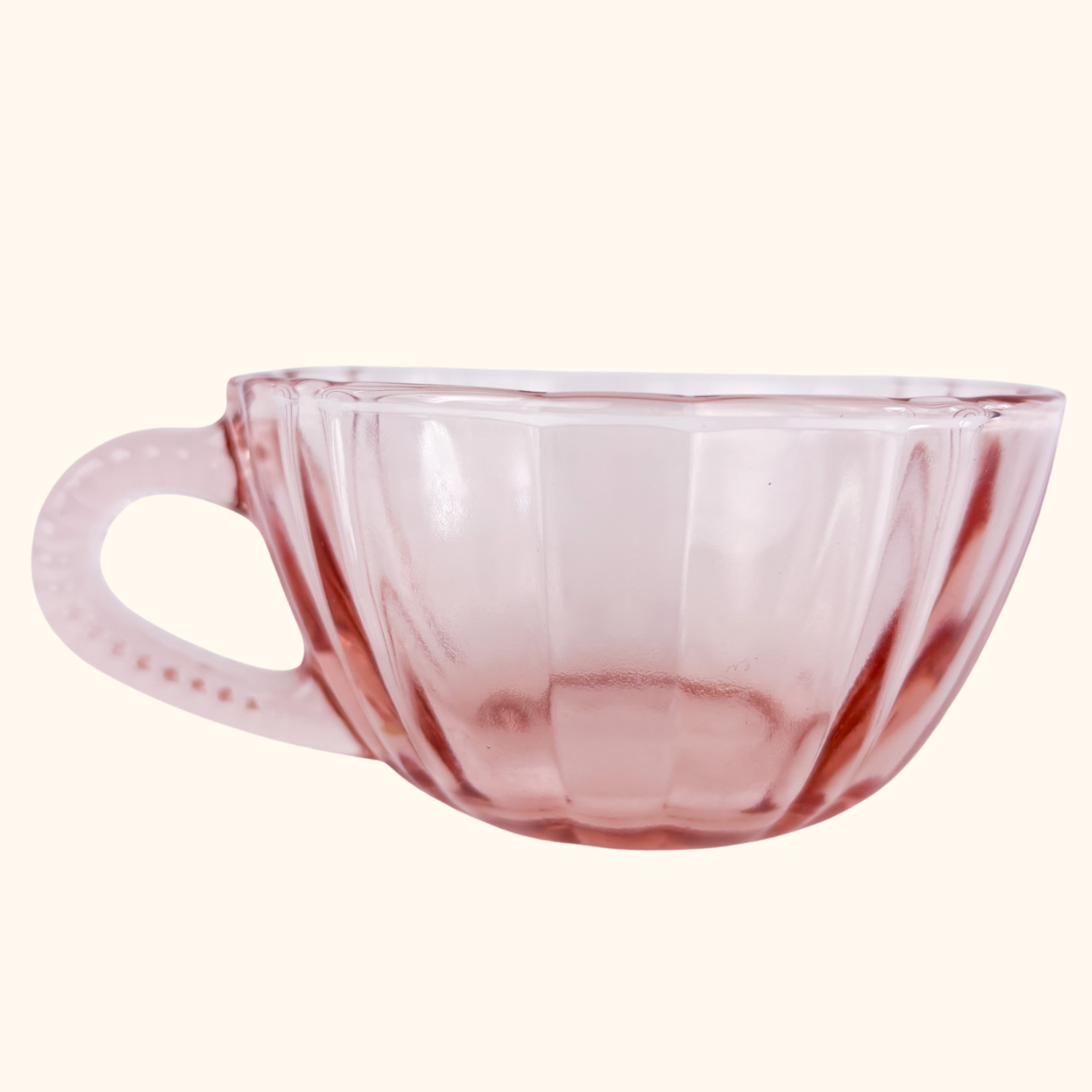 Pink Glass Tea Cup and Saucer - Set of 6 Sunshine Thrift