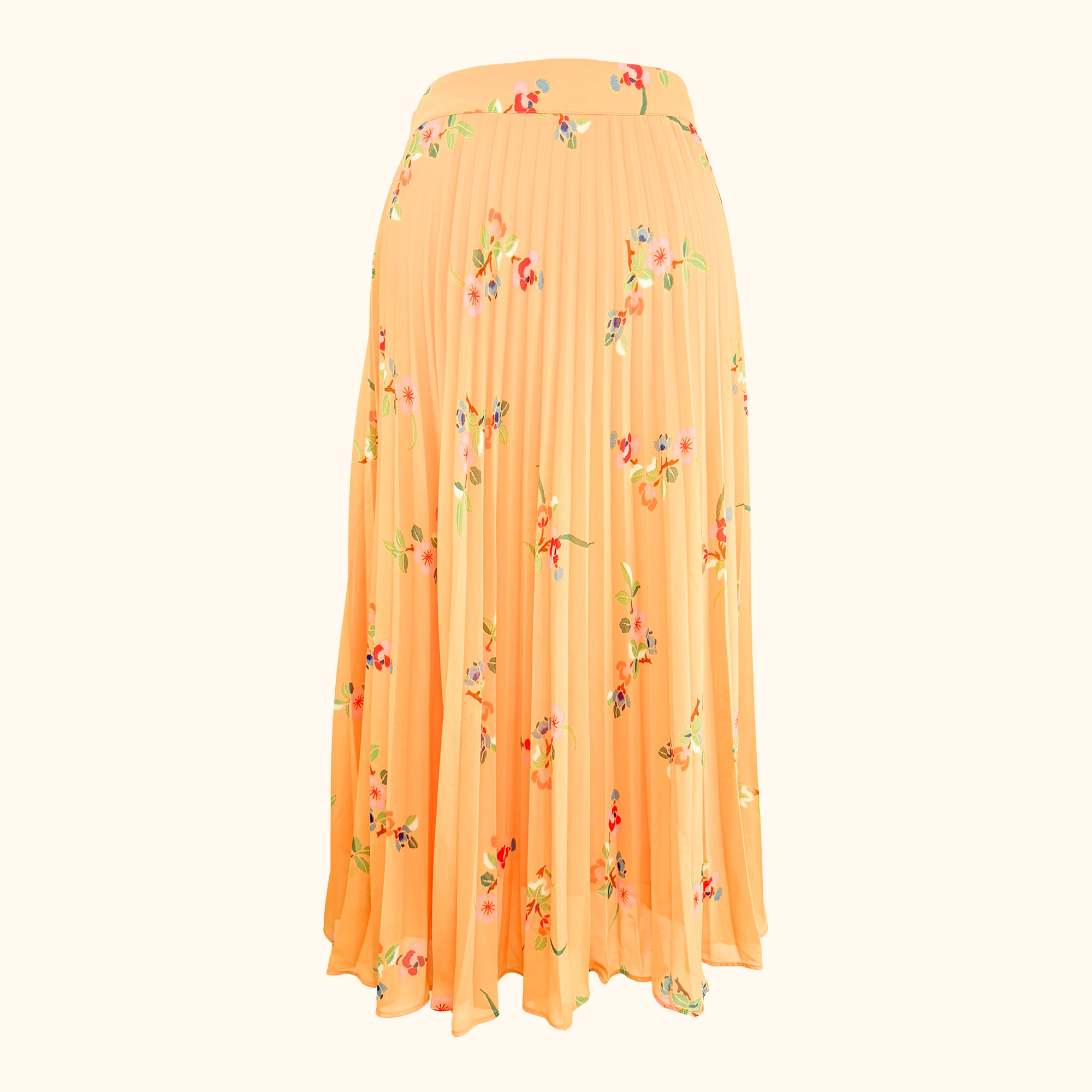 & Other Stories Peach Floral Pleated Midi Skirt - Size 10 & Other Stories