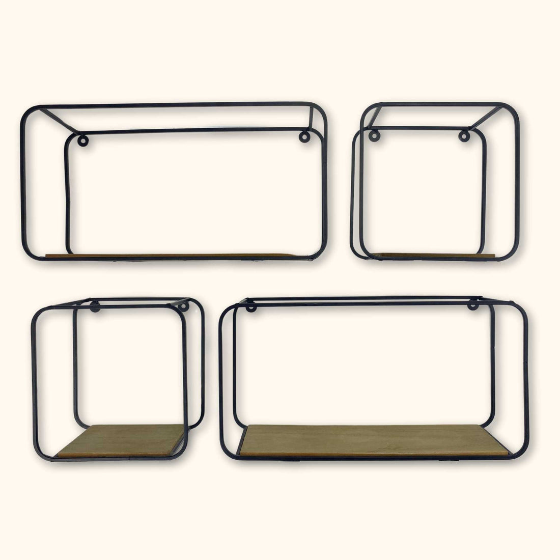 Black Metal Cube Wall Mounted Floating Shelves - Set of 4 - - Shelves