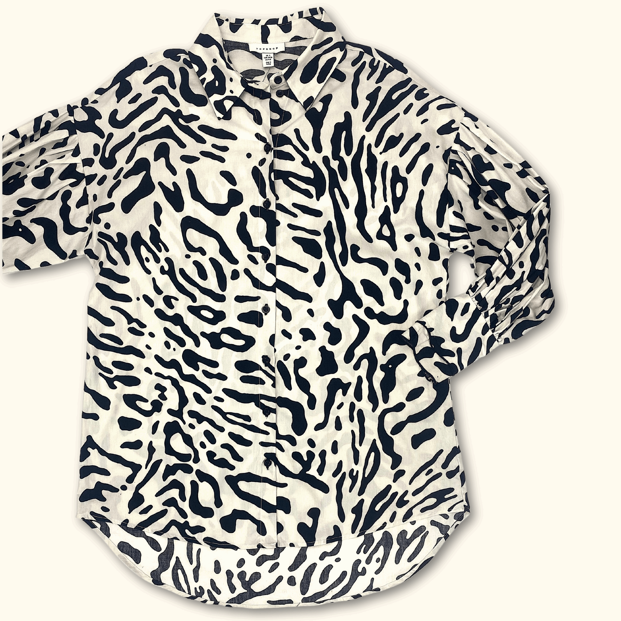 Topshop Patterned Black and White Oversized Shirt - Size Small - - Tops & Shirts
