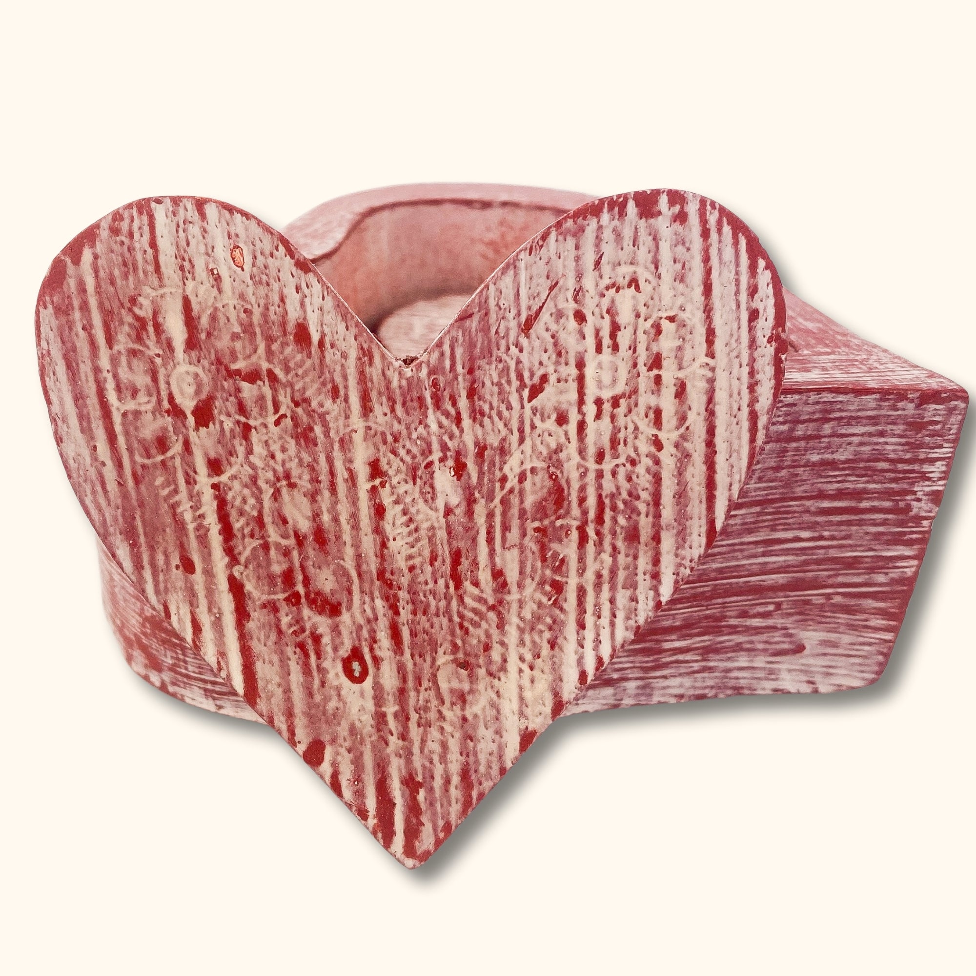 Red Wooden Heart Coasters - - Kitchenware