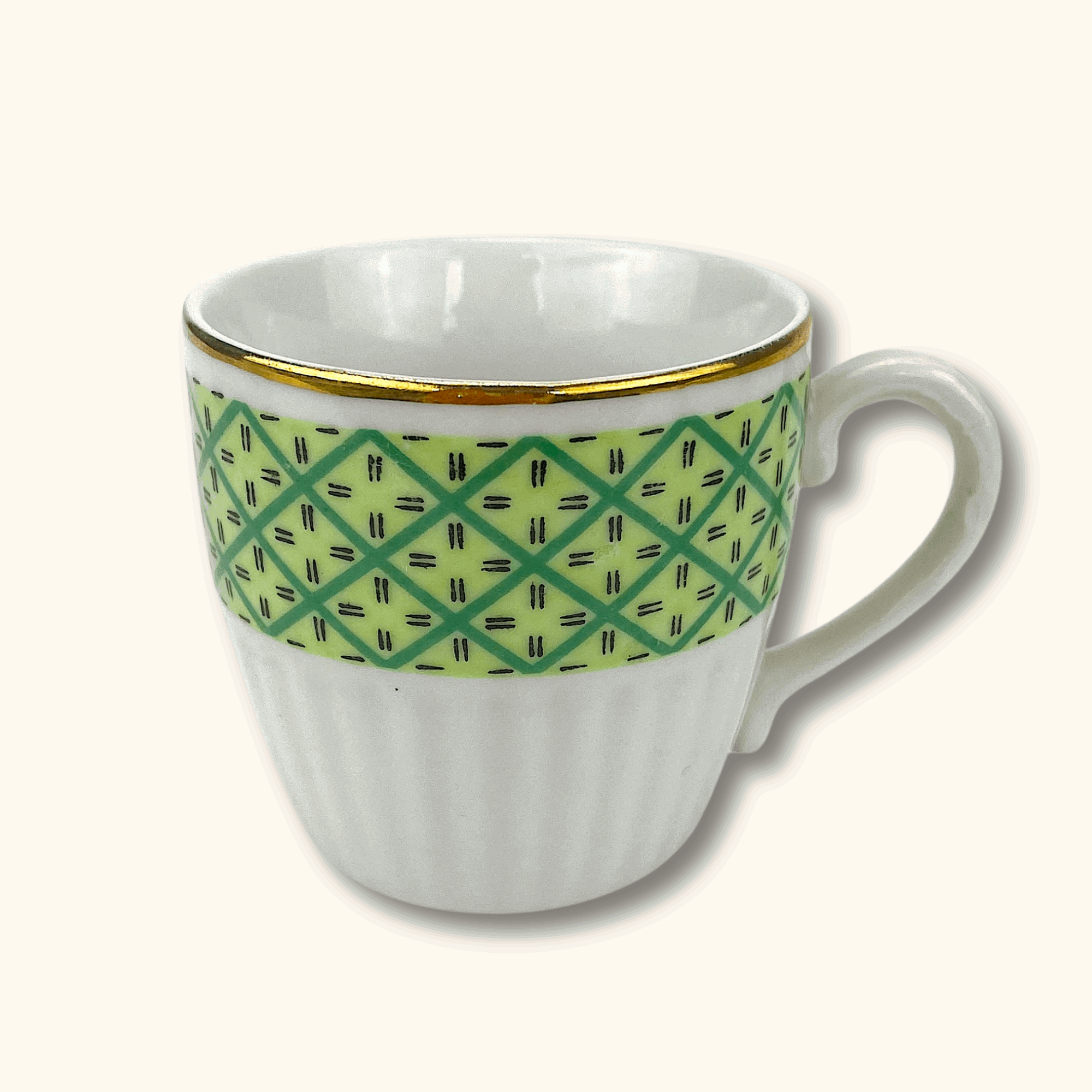 Green and Gold Espresso Cup and Saucer Set - Pair of 2 -  - Kitchenware