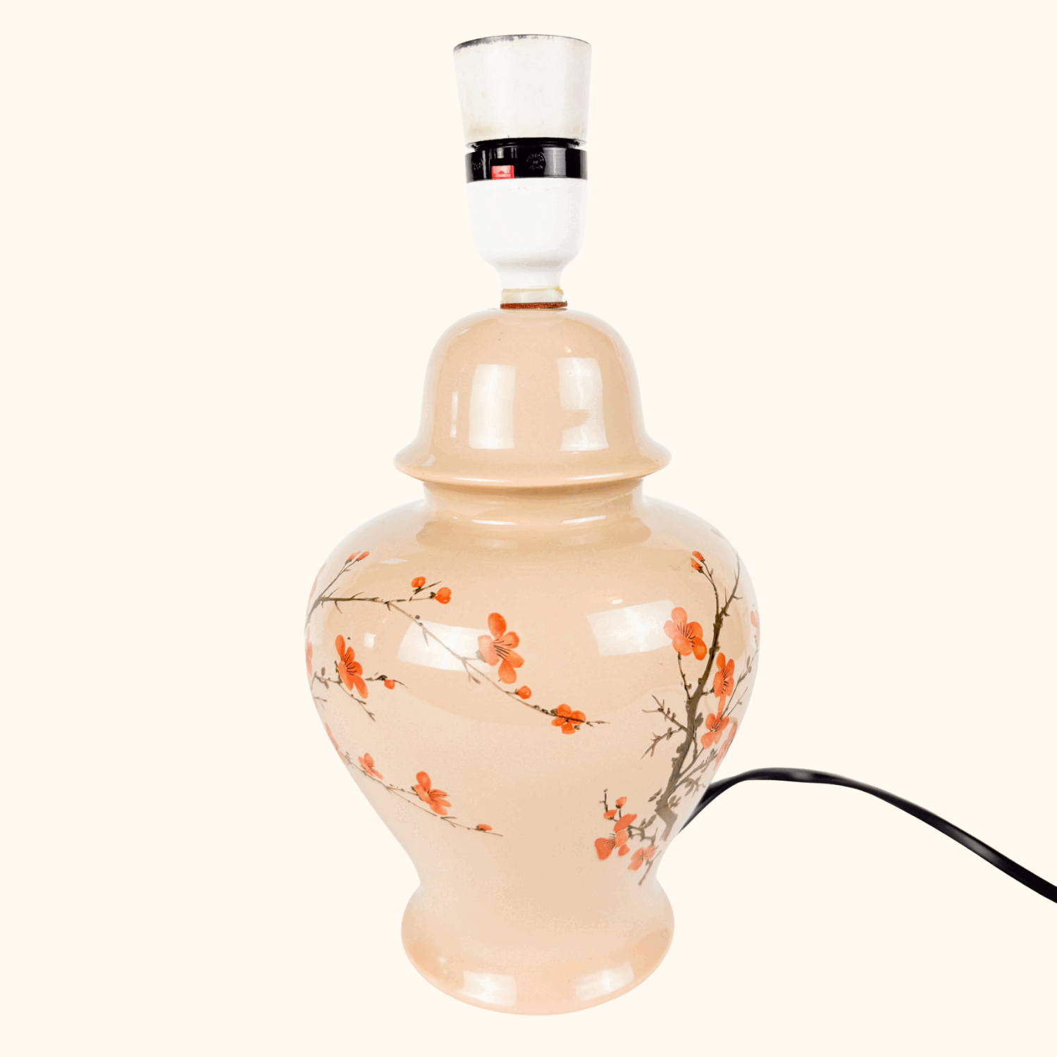 Chinese Oriental Blush Pink Floral Jar Lamp - - Lighting