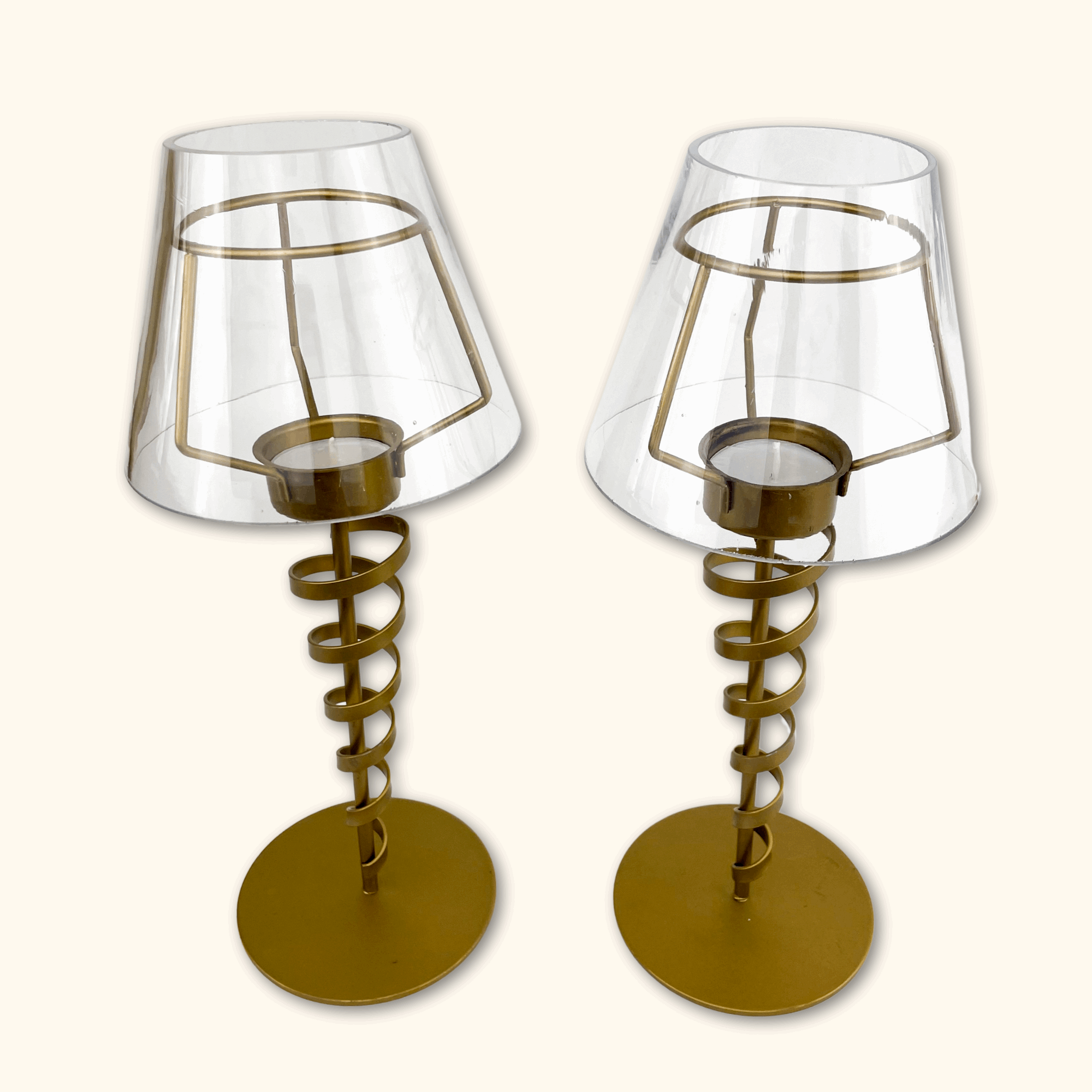 Gold Tea Light Twisted Tea Light Holders - Set of 2 - - Candles & candle holders