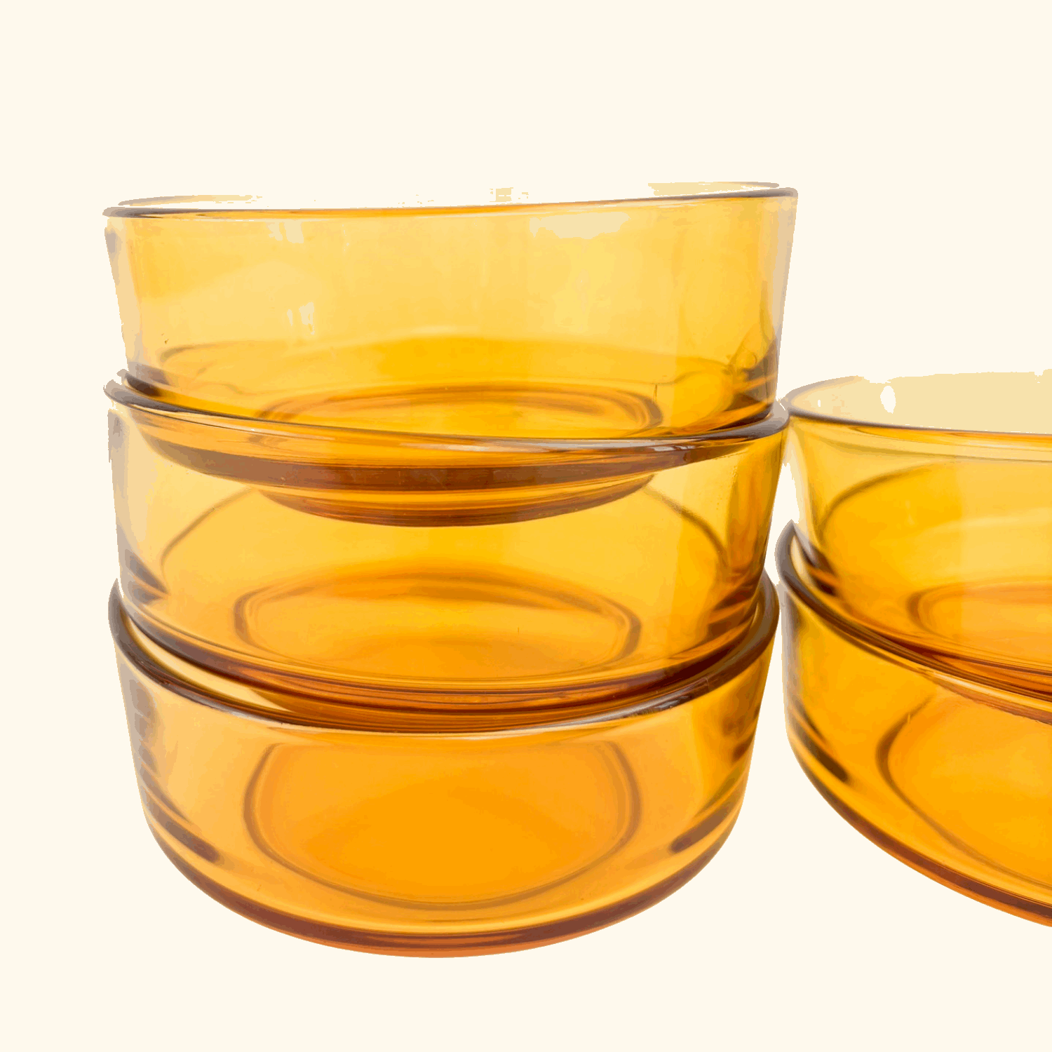 Vintage Amber Glass Snack Serving Bowls - Set of 5 Sunshine Thrift