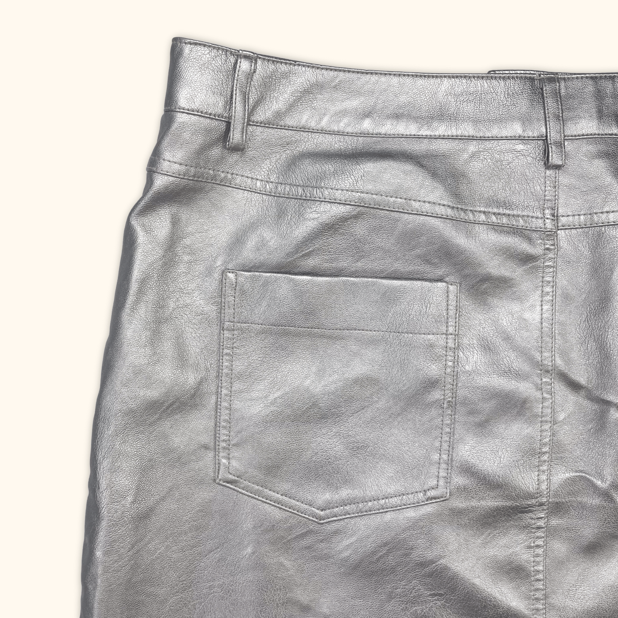 Topshop Silver Metallic Mini Skirt - Size 18 Topshop