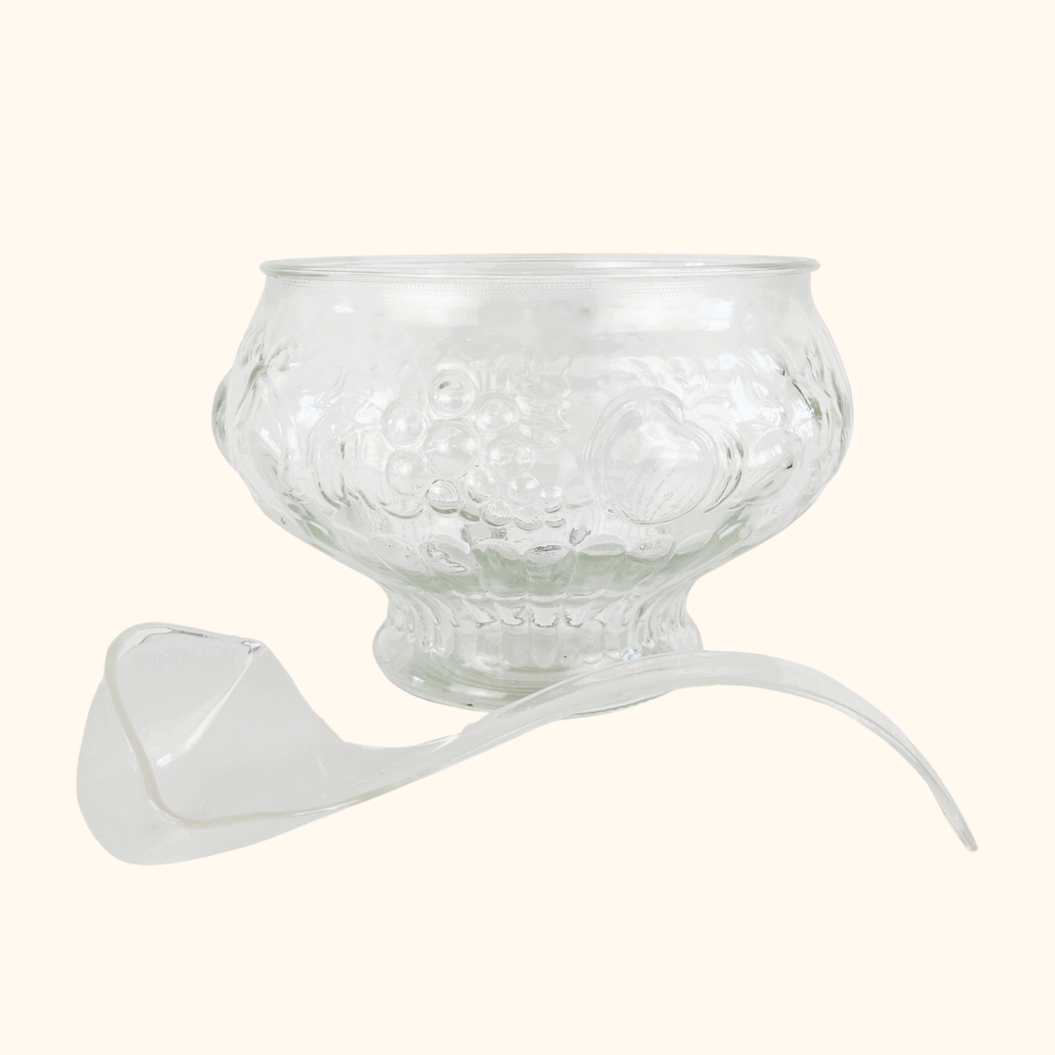 Vintage 1960s Jeanette Crystal Glass Fruit Punch Bowl Set Jeanette