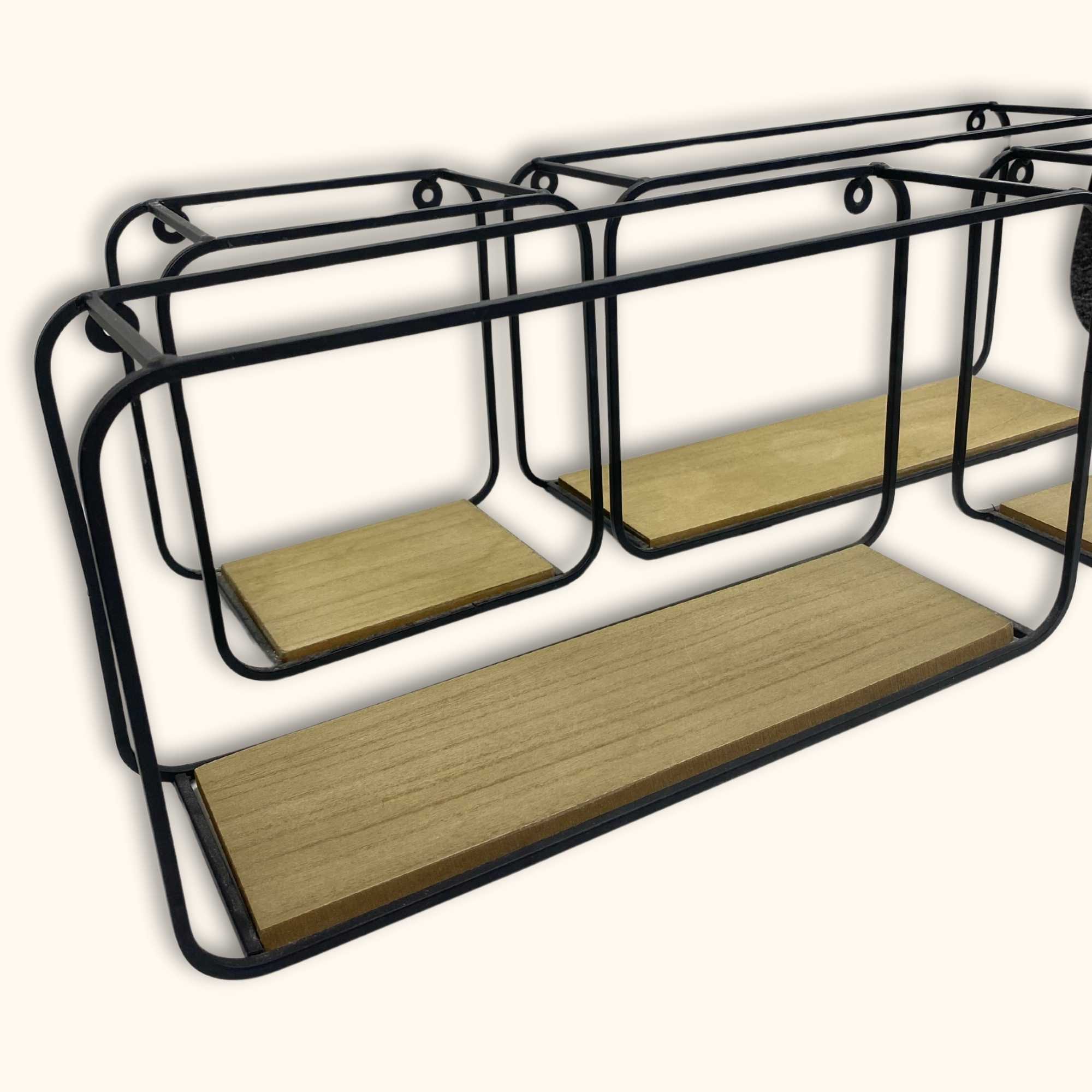 Black Metal Cube Wall Mounted Floating Shelves - Set of 4 - - Shelves