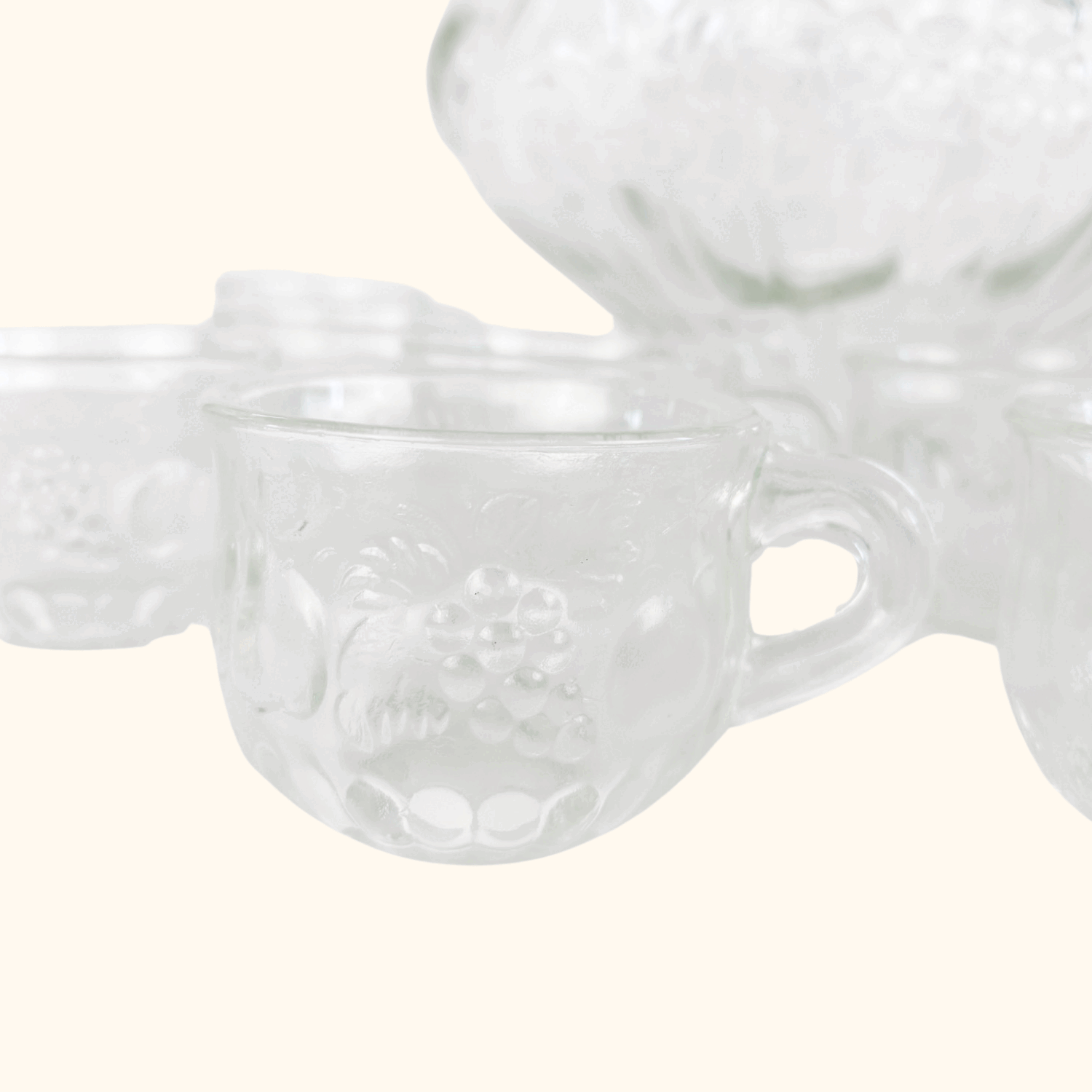 Vintage 1960s Jeanette Crystal Glass Fruit Punch Bowl Set Jeanette